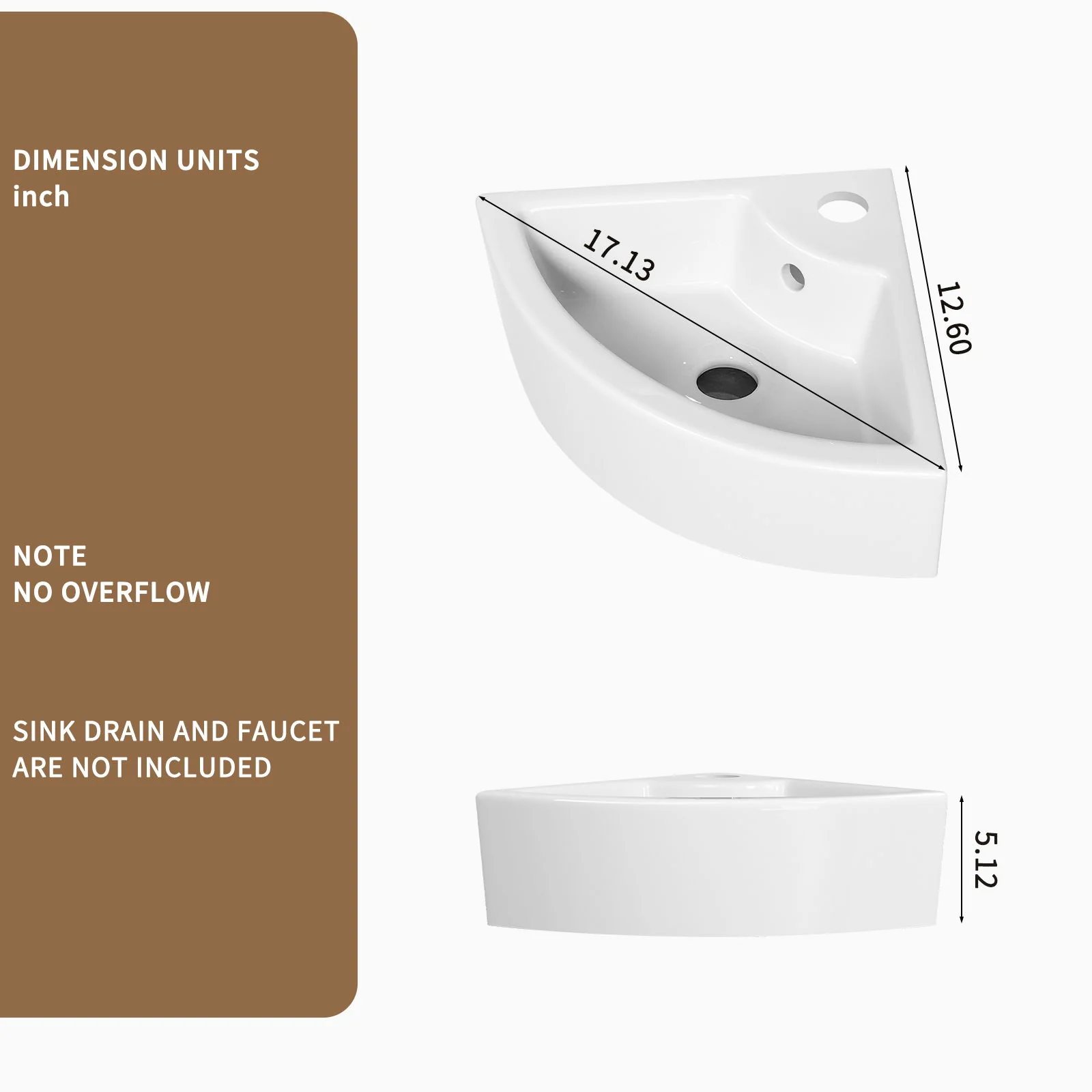 Triangle Corner Sink For Bathroom - Milk White - Image 7