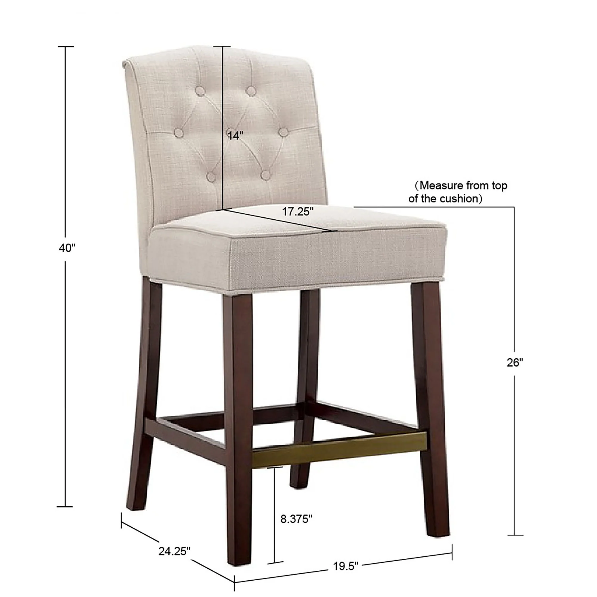 Tufted Counter Stool With Button Tufted Back - Tan - Image 5