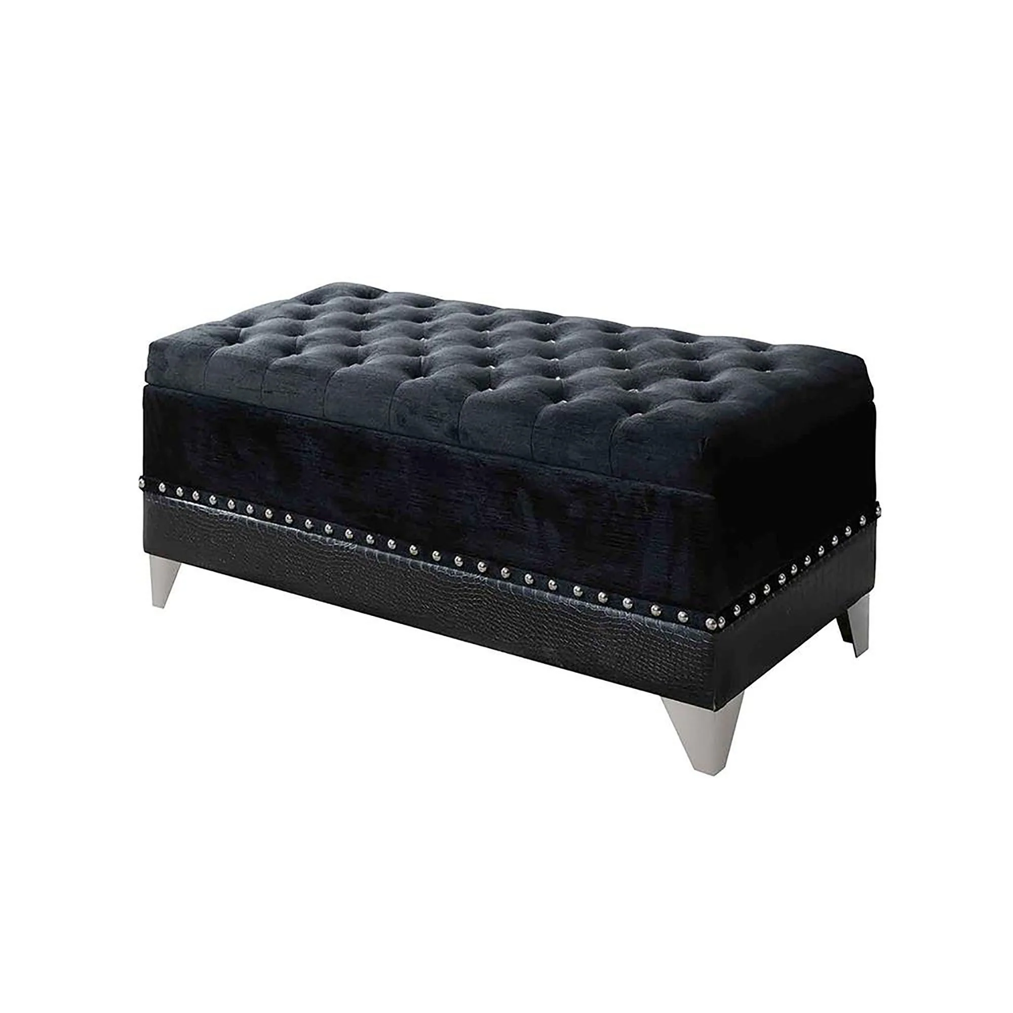 Tufted Trunk With Nailhead Trim Storage Solution - Black - Image 3