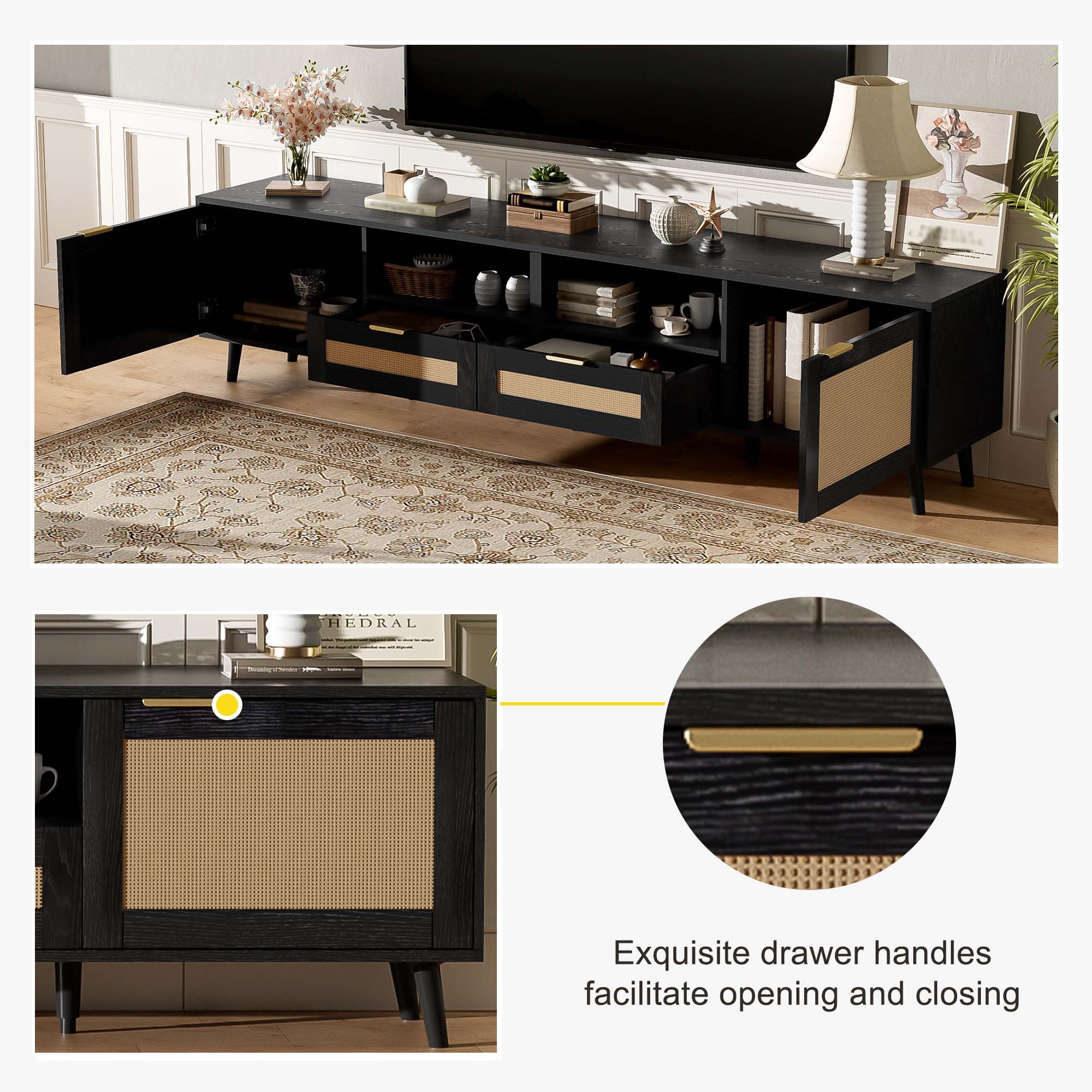 TV Stand, Media Console With Cable Management - Image 18
