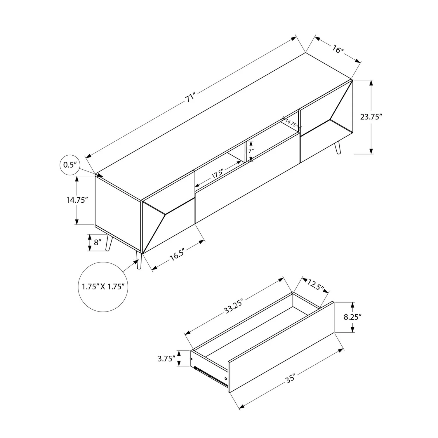 TV Stand With Storage Drawer - Image 3