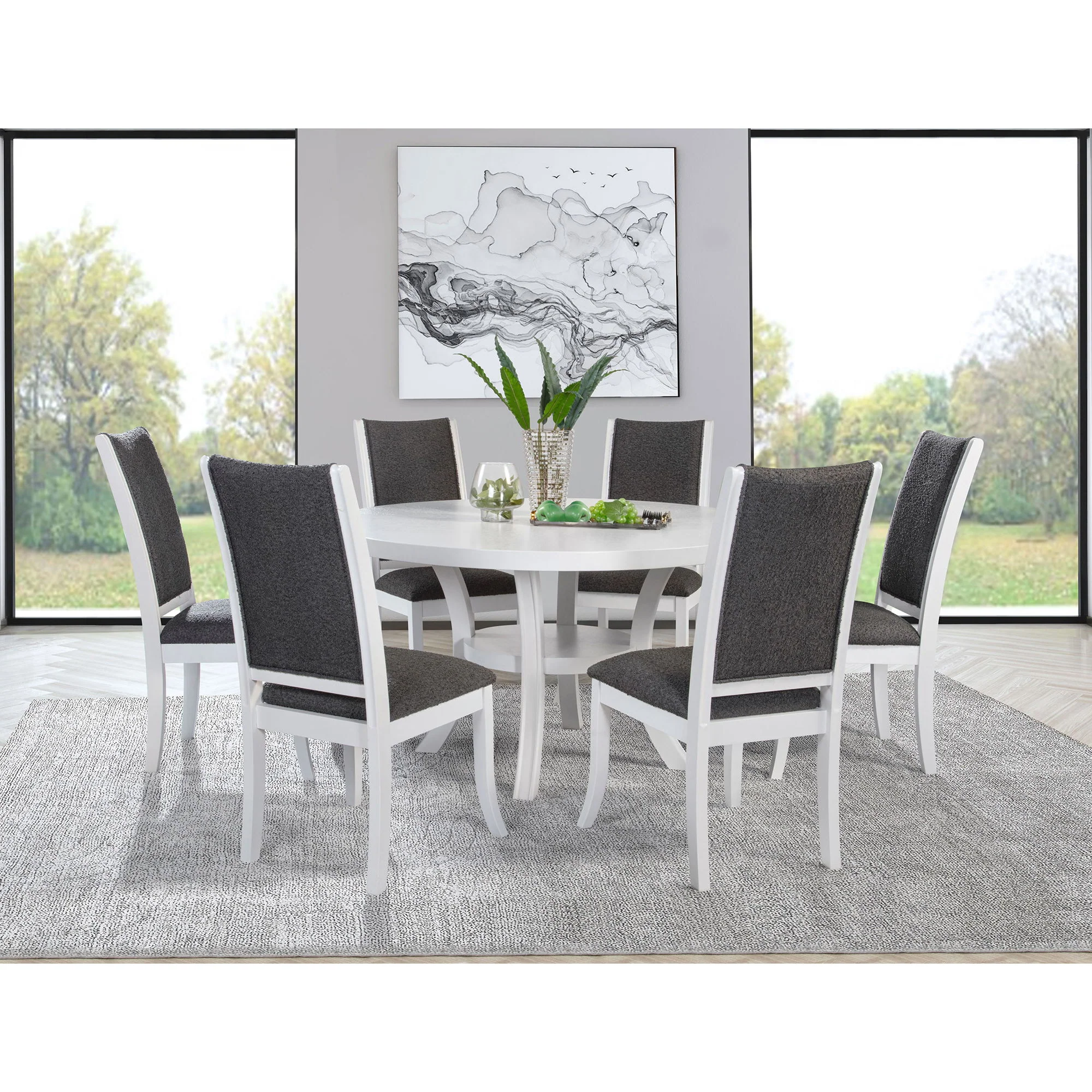 Tyler - Round Dining Table With Shelf Round Table - White - Image 5
