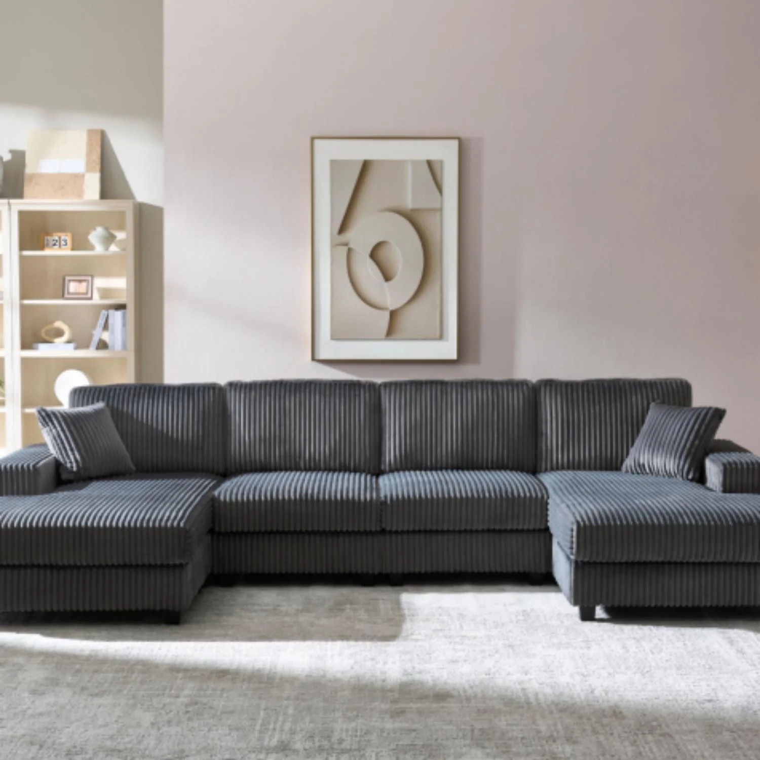 U-Shaped Convertible Sofa, 4 Seater Large Living Room Lounge - Image 32