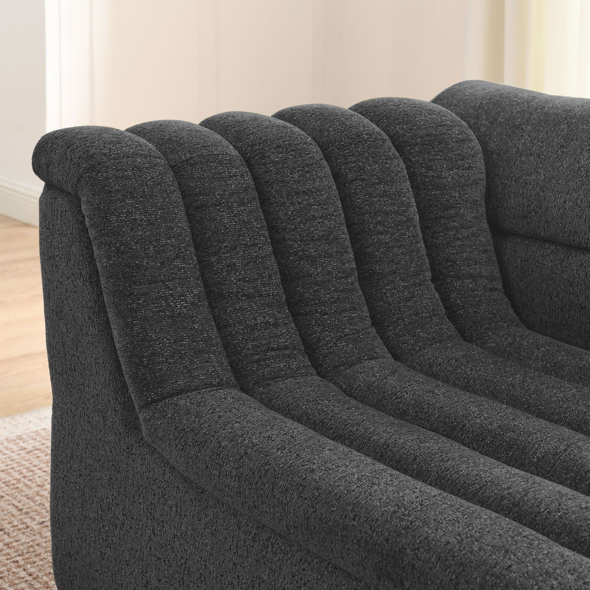 U-Shaped Modular Sectional Sofa With Chaise And Movable Ottoman With Wave-Shaped Armrest - Image 7