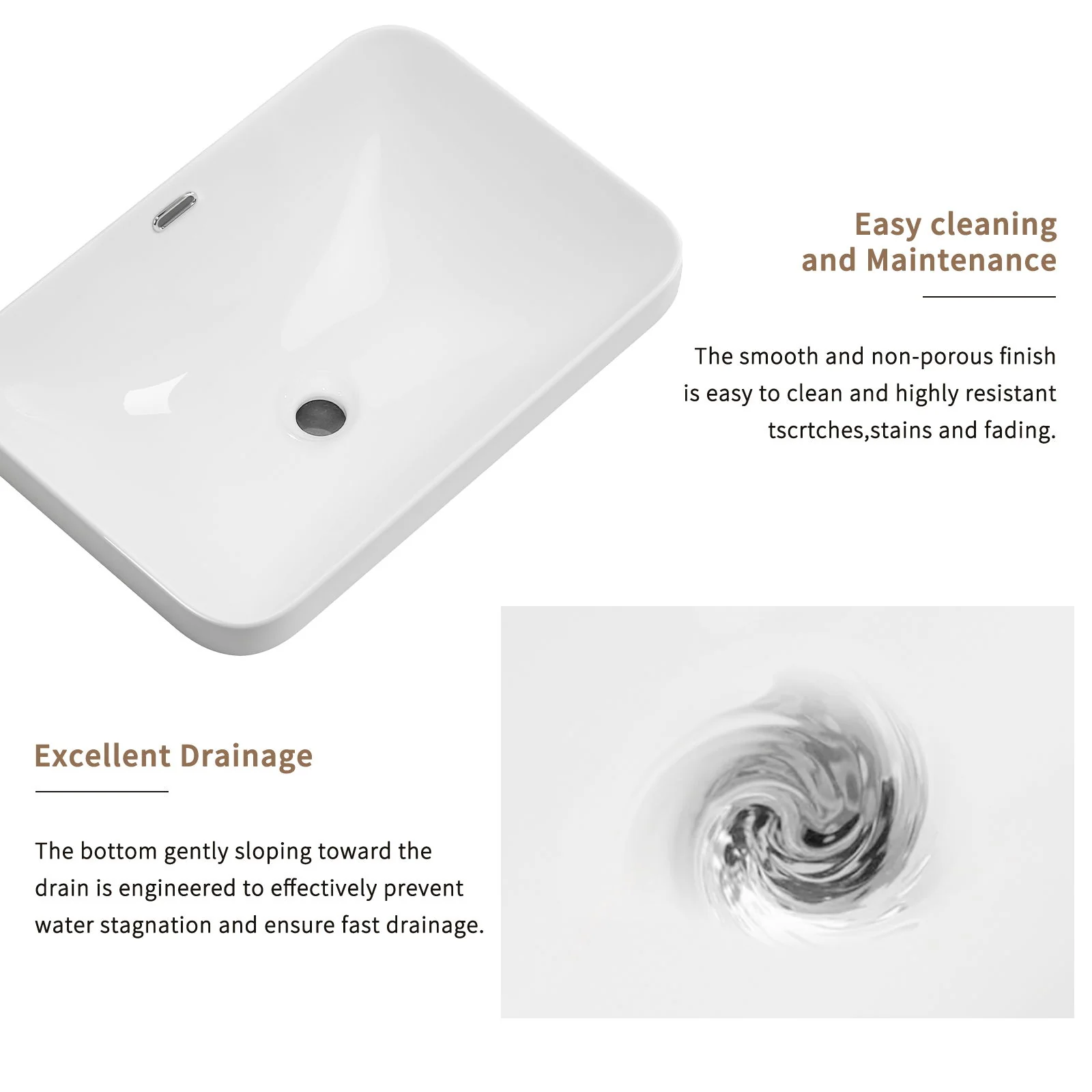 Undermount Bathroom Sink, Vessel Basin For Vanity Countertop - Milk White - Image 5