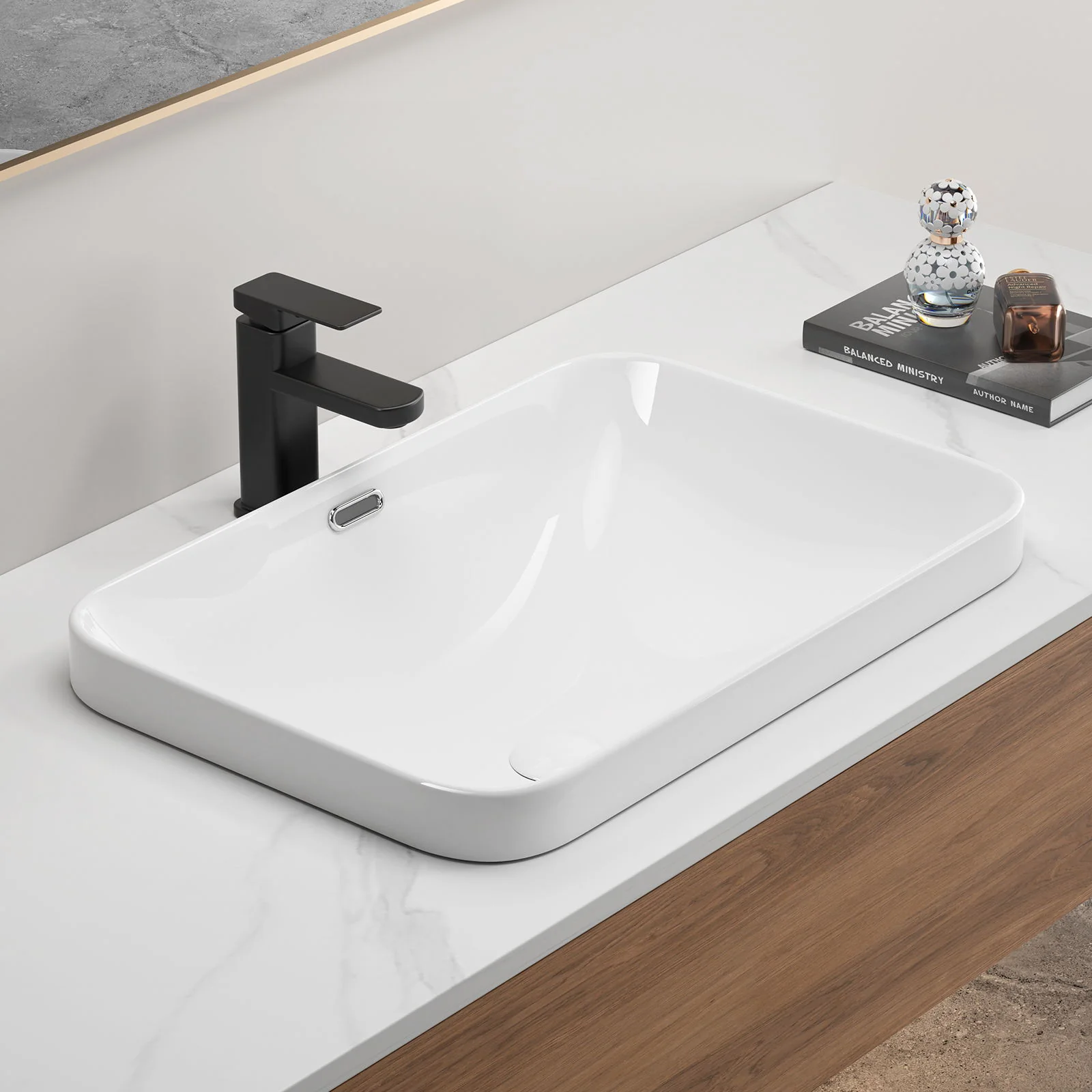 Undermount Bathroom Sink, Vessel Basin For Vanity Countertop - Milk White - Image 9