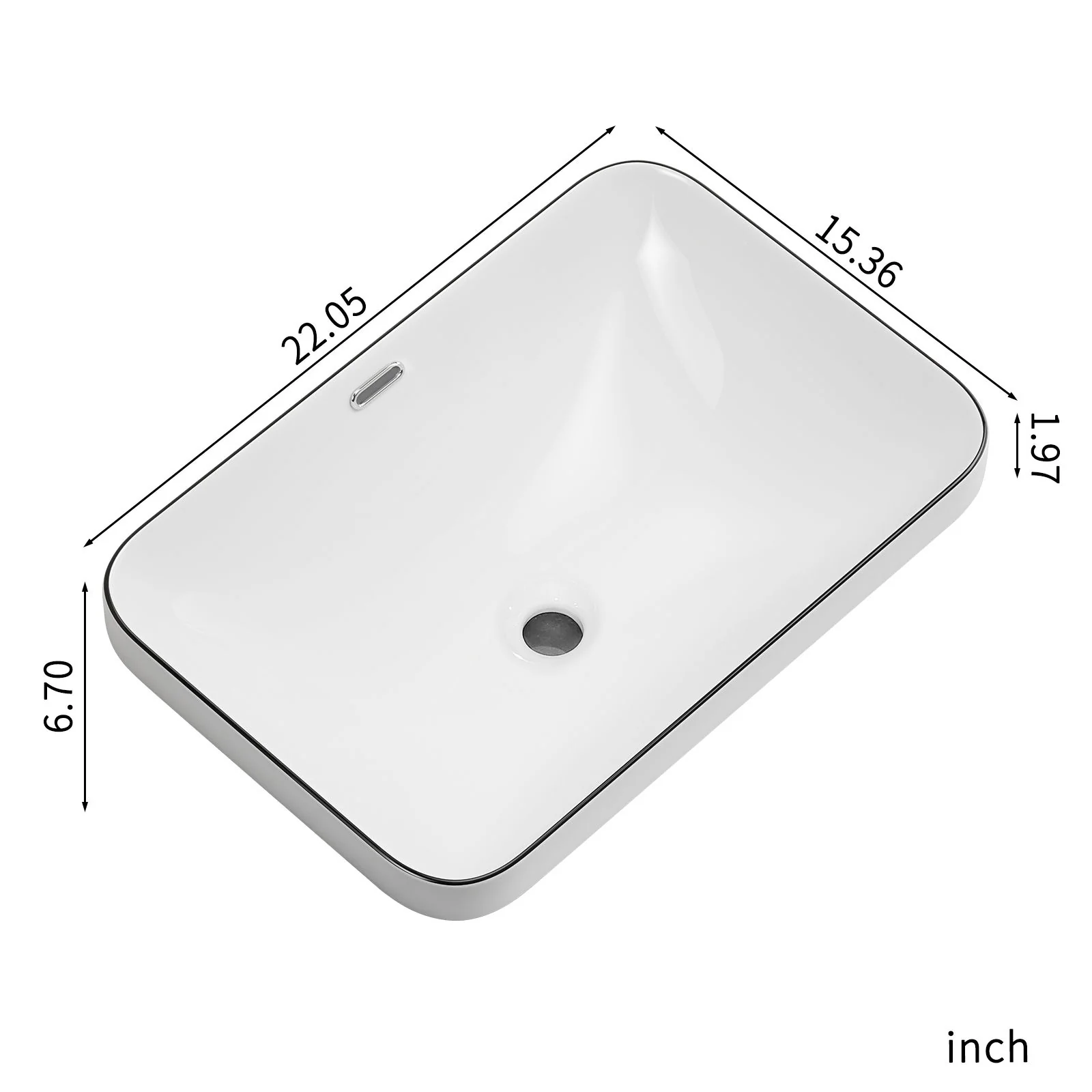 Undermount Bathroom Sink, Vessel Basin For Vanity Countertop - Milk White / Black - Image 7