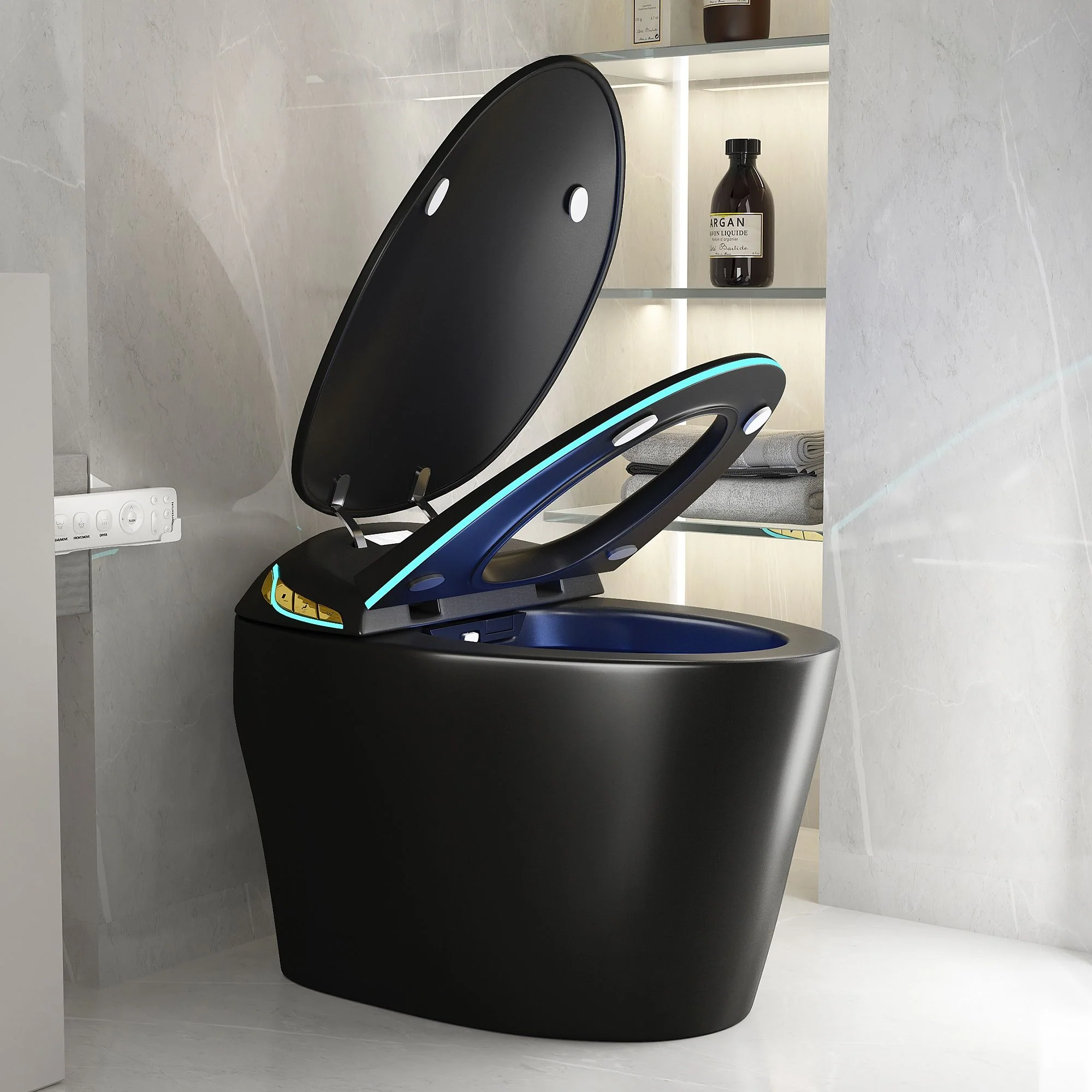 Unique Smart Toile With Built In Bidet, Auto Open / Close Seat, Foot Sensor, LED Display, Night Light, Warm Water & Dryer Ceramic - Image 24