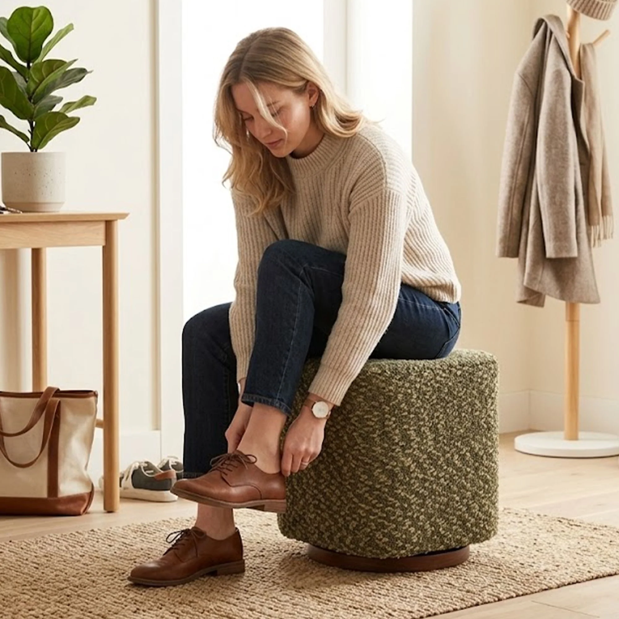 Upholstered 360° Swivel Vanity Stool - Image 9