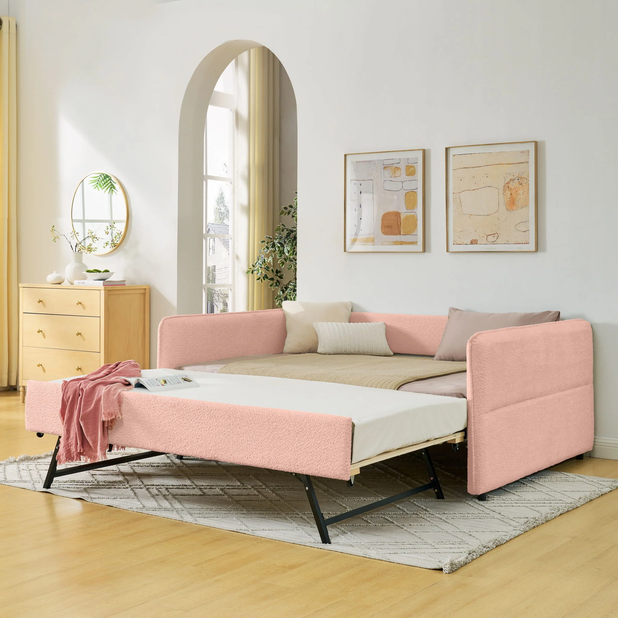 Upholstered Daybed With Pop Up Trundle - Image 12