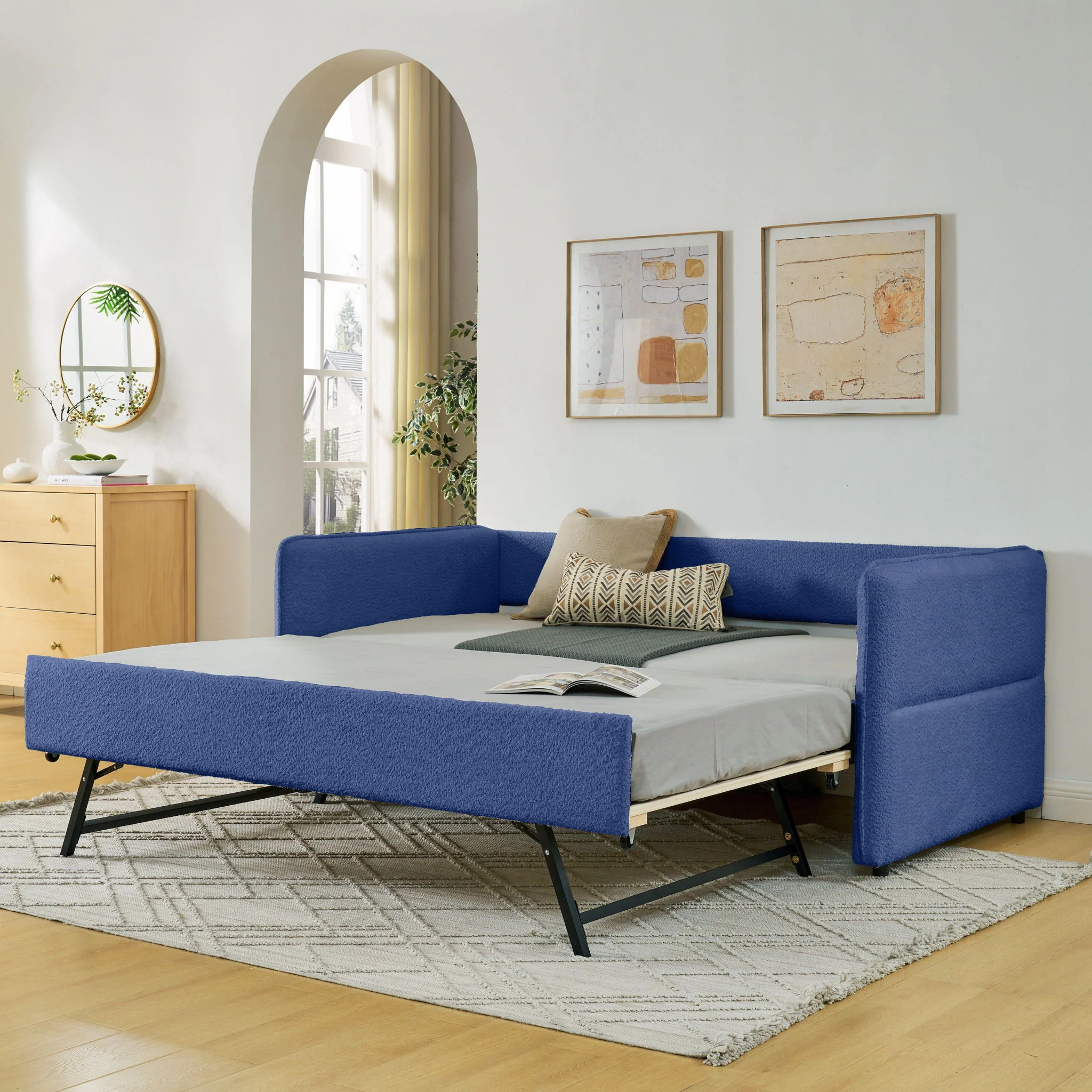 Upholstered Daybed With Pop Up Trundle - Image 58