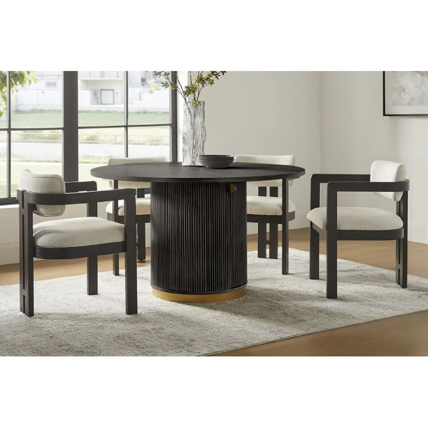Upholstered Dining Armchair - Black - Image 4