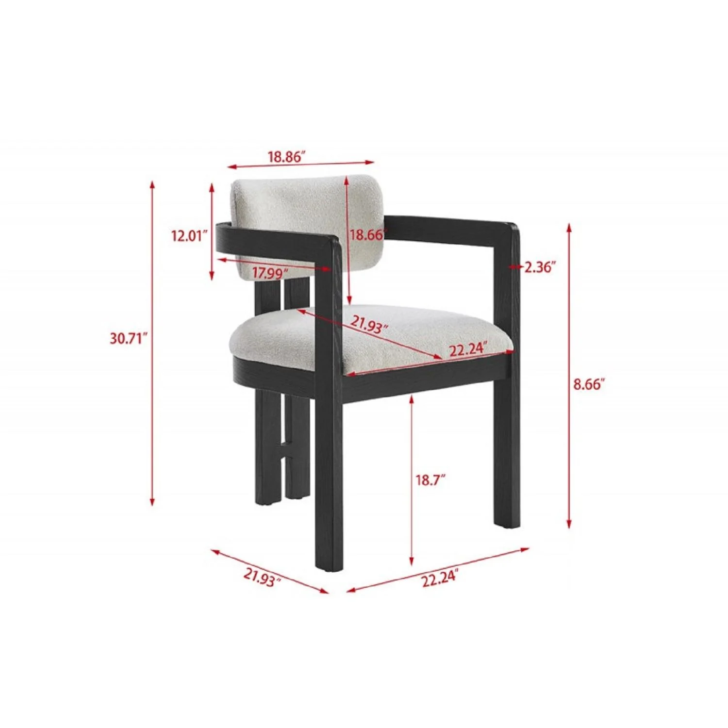 Upholstered Dining Armchair - Black - Image 6