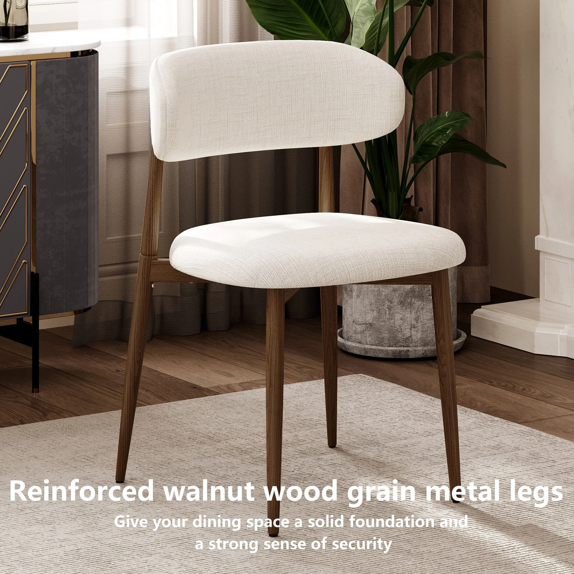 Upholstered Dining Chairs For Dining Room (Set of 2) - Beige - Image 2
