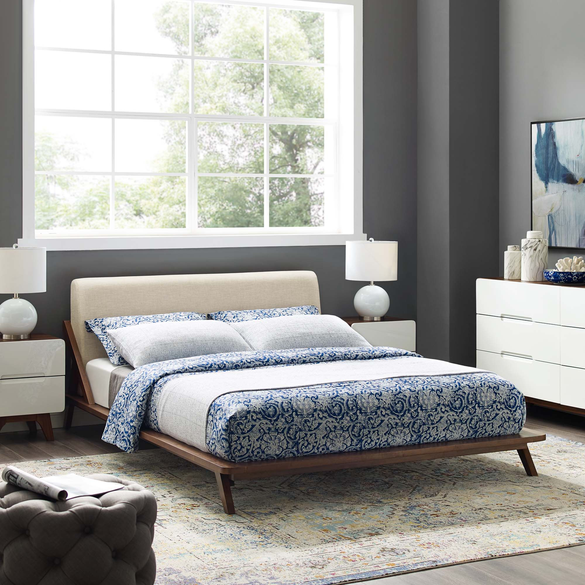 Upholstered Fabric Platform Sled Bed - Image 6