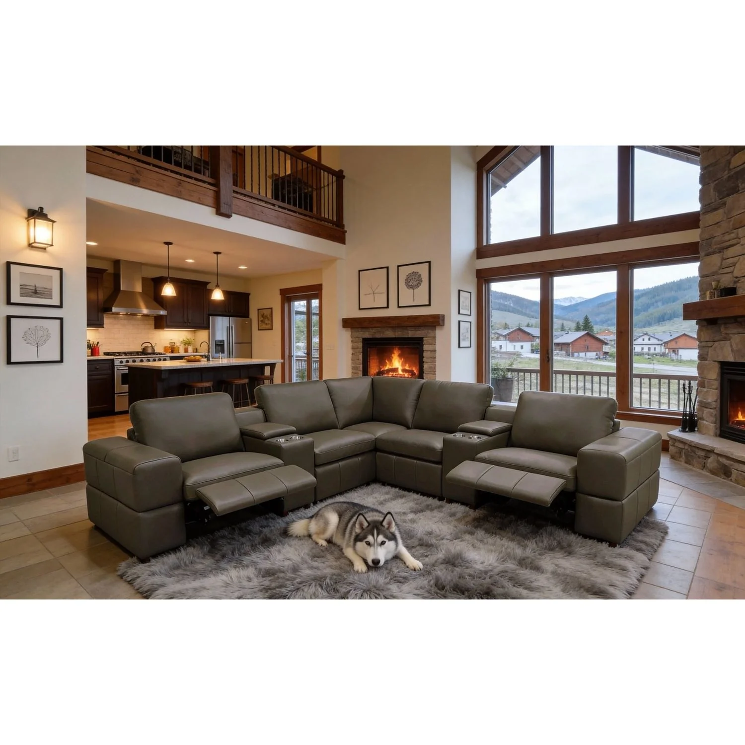 Upholstered Large Arms Sectional With Recliner Seats - Image 10