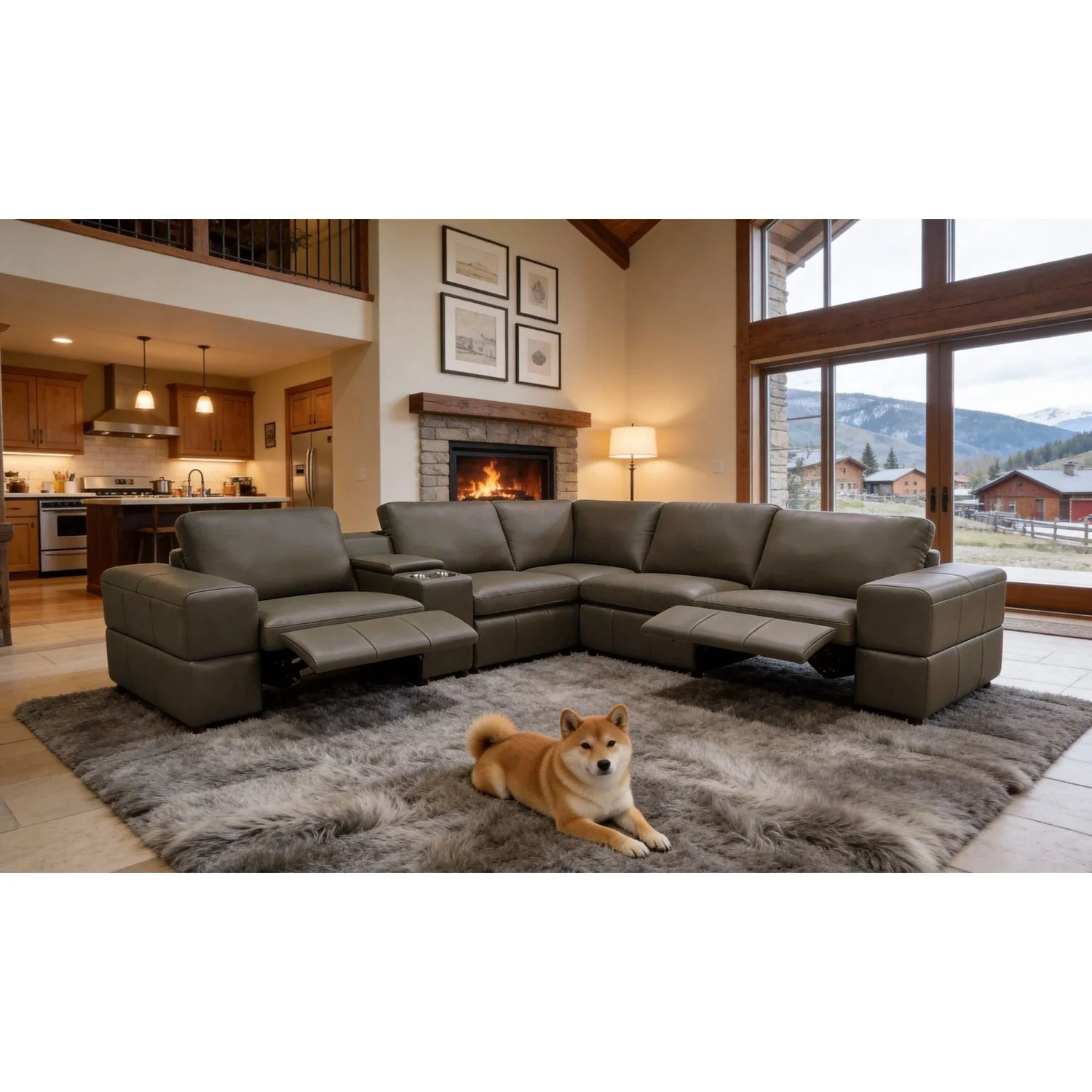 Upholstered Large Arms Sectional With Recliner Seats - Image 7
