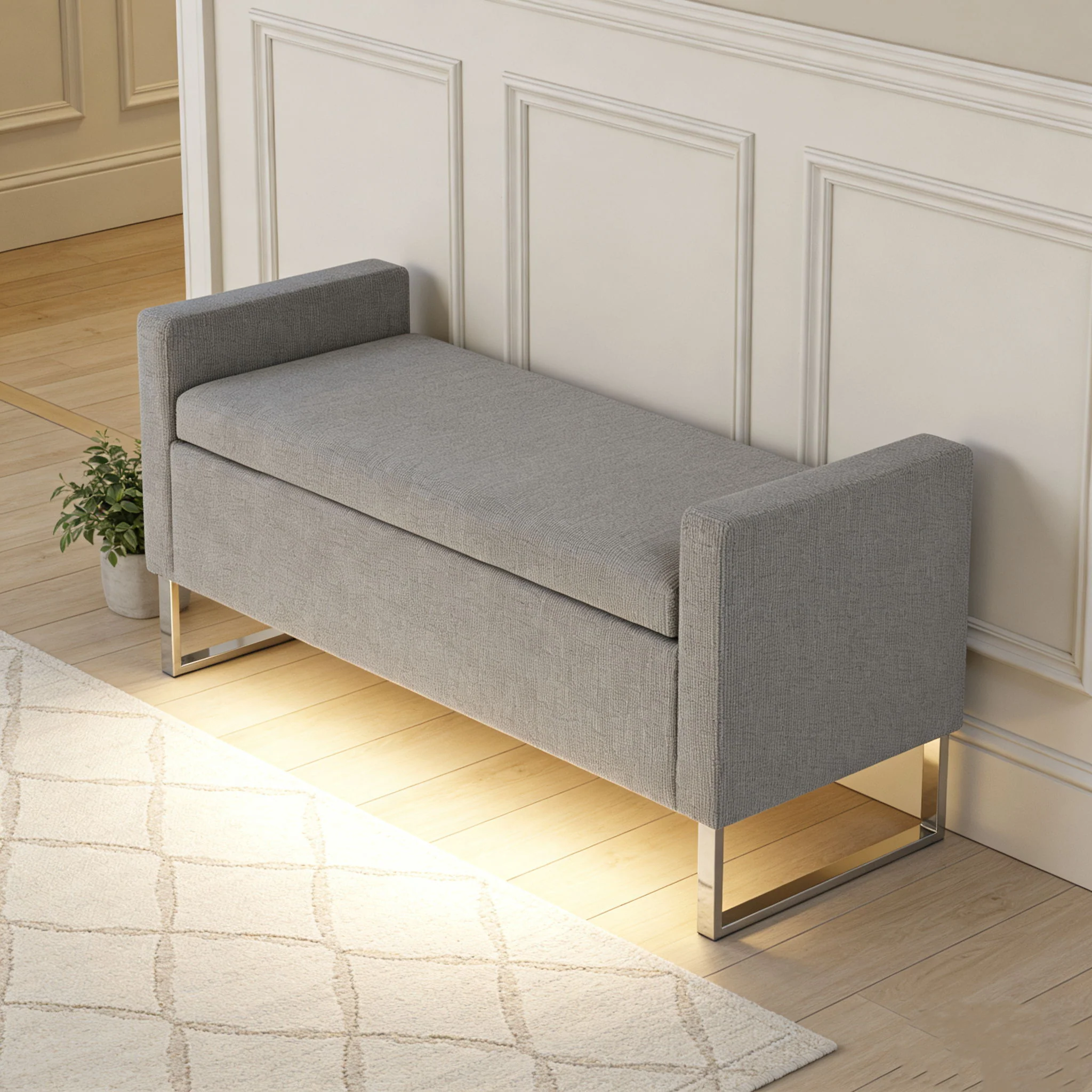 Upholstered Ottoman Bench With Storage - Dark Gray - Image 2