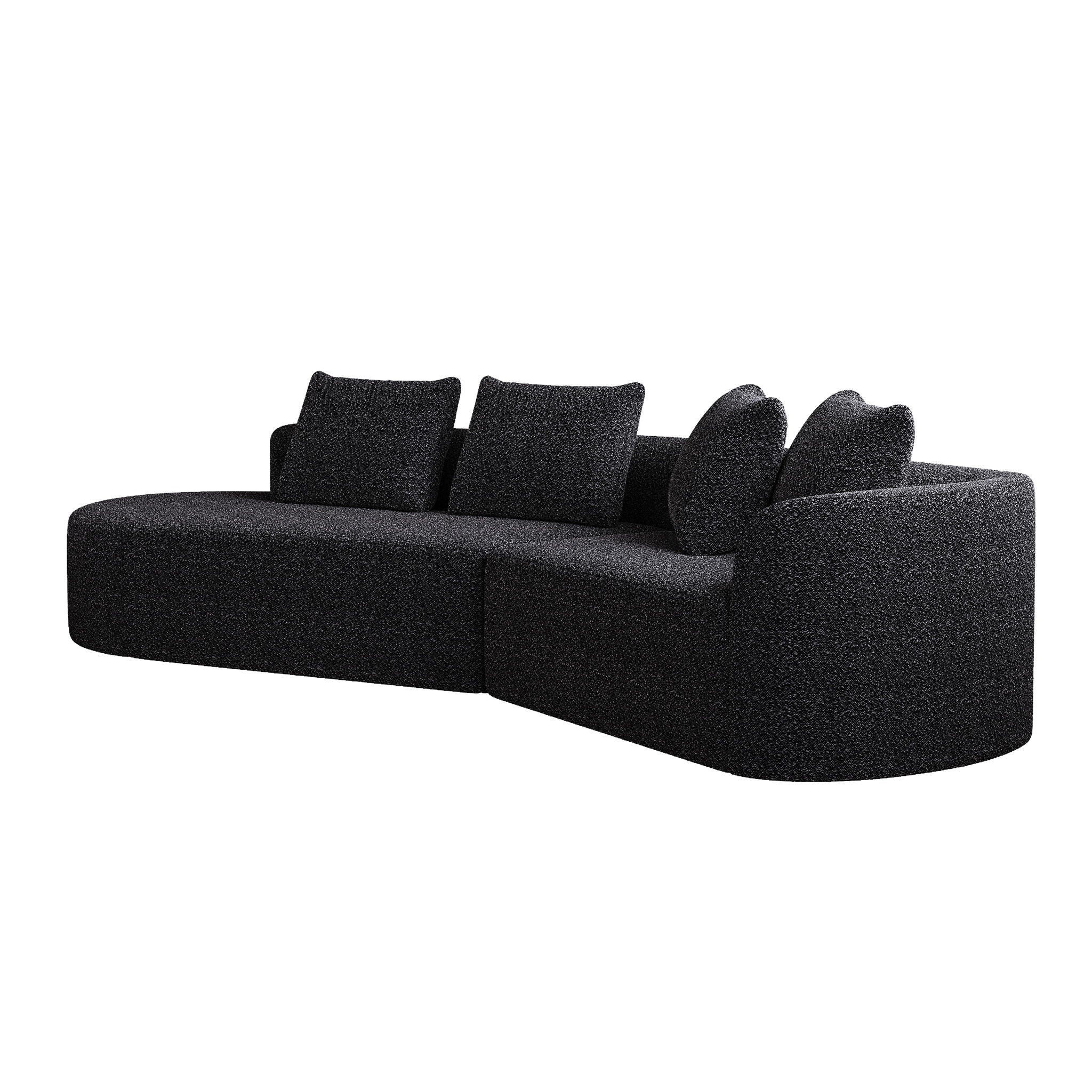 Upholstered Oversized Sectional Sofa, 4 Seater Extra Deep & Wide Seat Curved Cloud Couch With 4 Throw Pillows, Free Combination Living Room - Black - Image 2