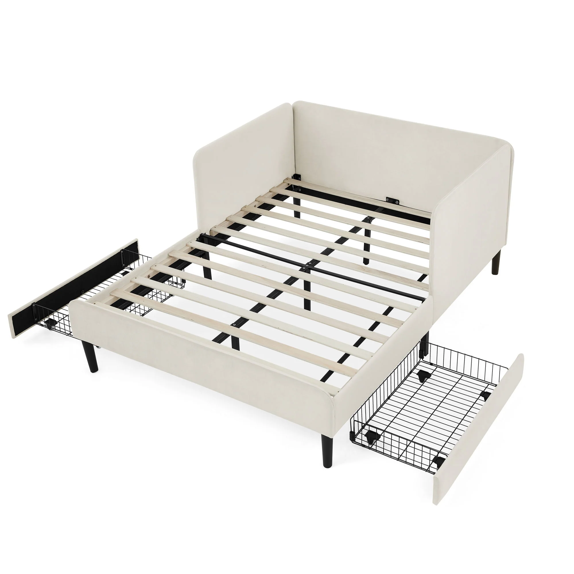 Upholstered Platform Bed Frame With 2 Storage Drawers And Adjustable Sofa Bed - Image 11