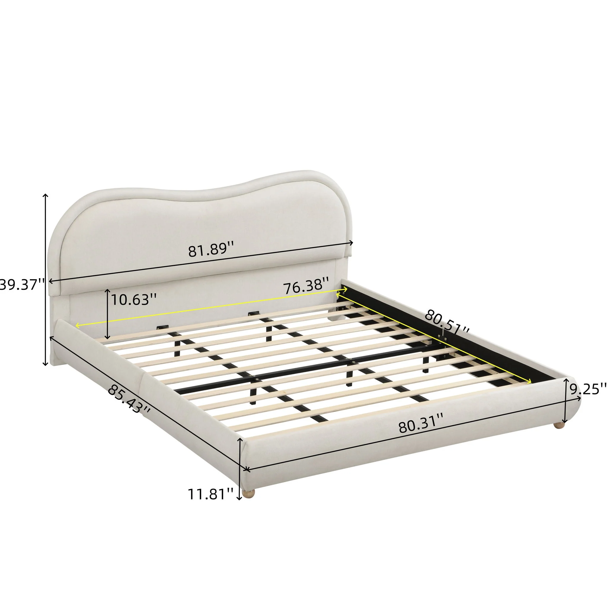 Upholstered Platform Bed Frame With Curved Headboard - Image 13
