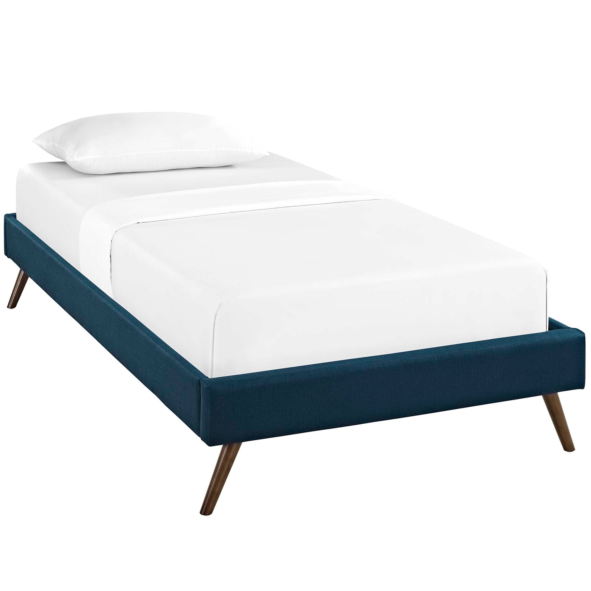 Upholstered Platform Bed Frame with Round Splayed Legs