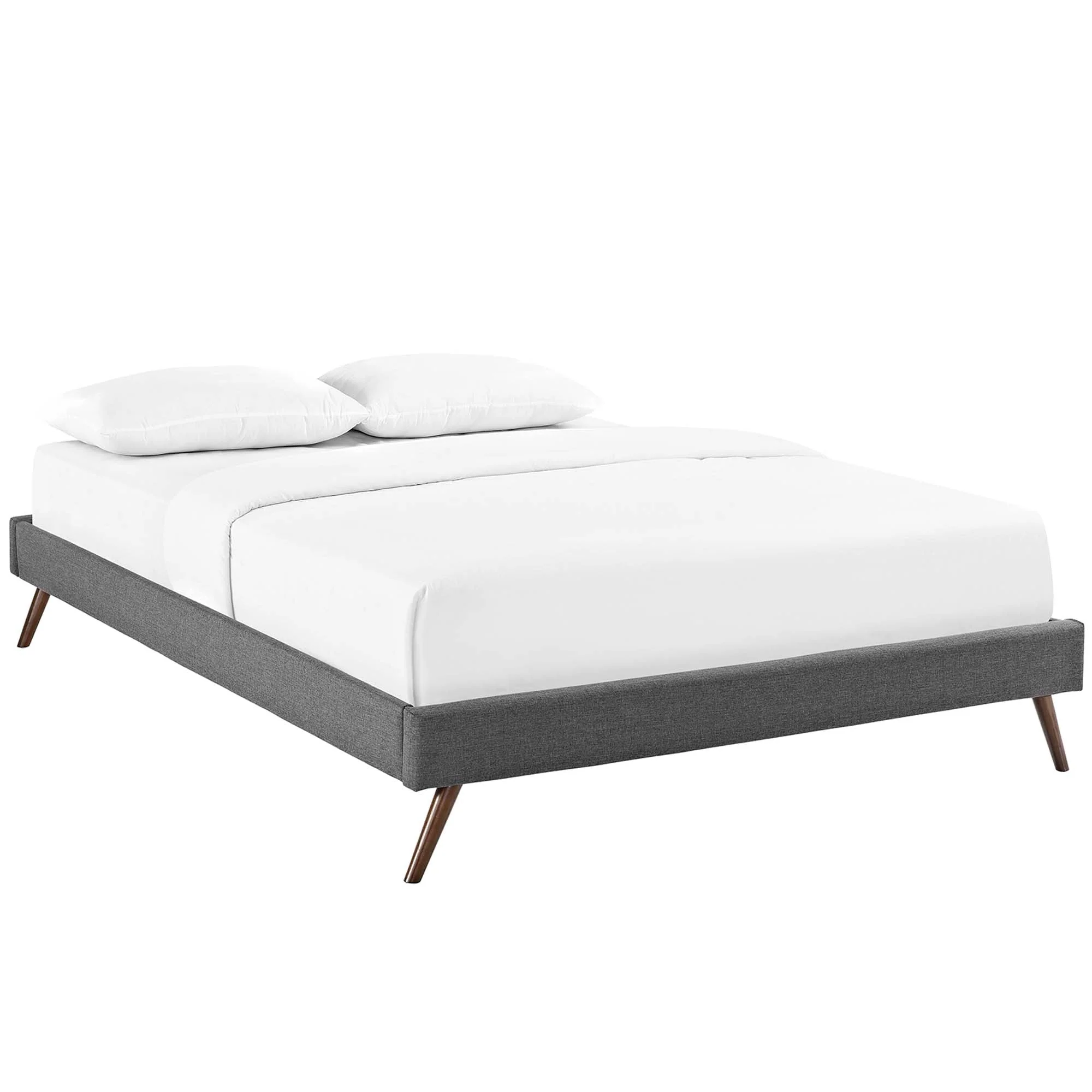 Upholstered Platform Bed Frame with Round Splayed Legs - Image 36