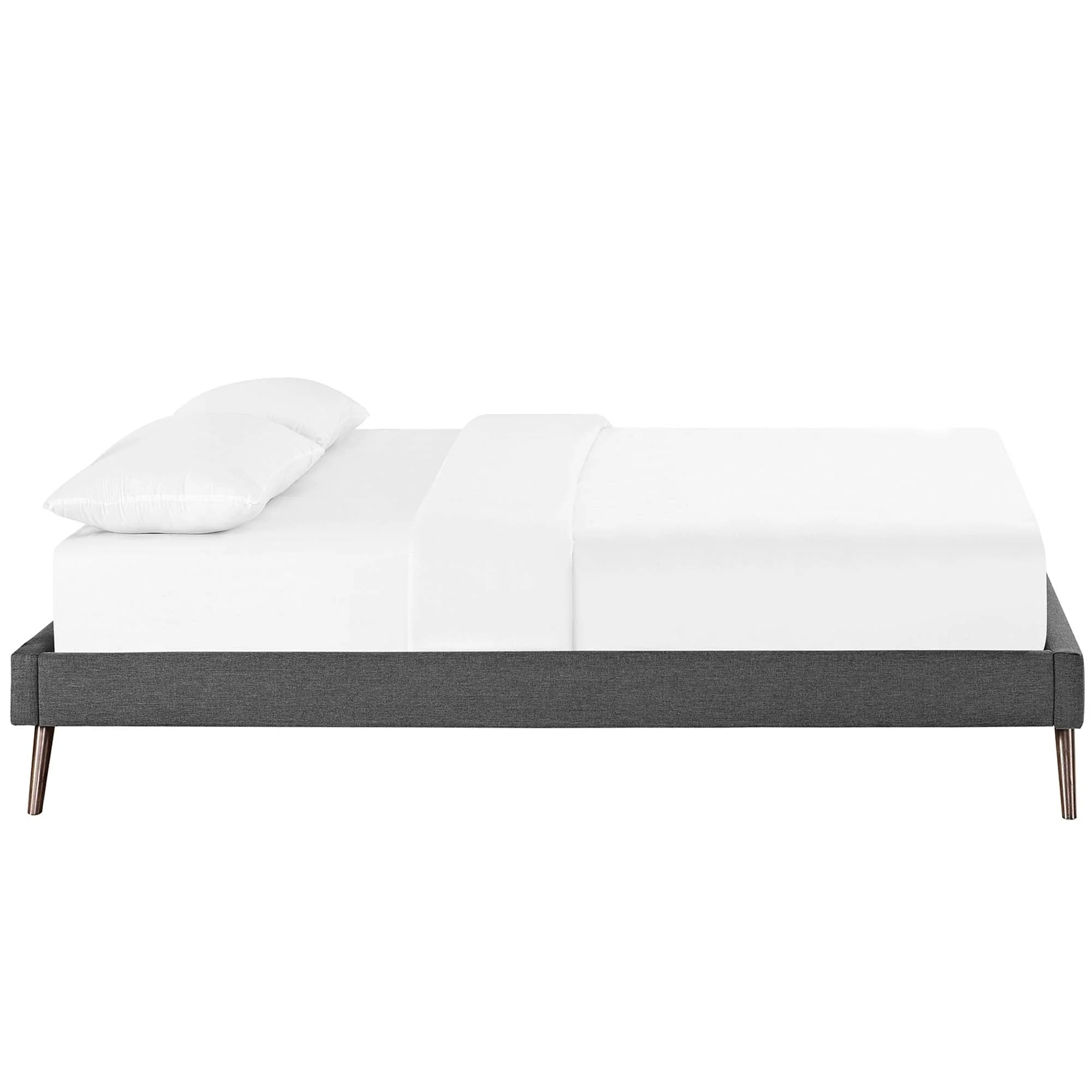 Upholstered Platform Bed Frame with Round Splayed Legs - Image 37