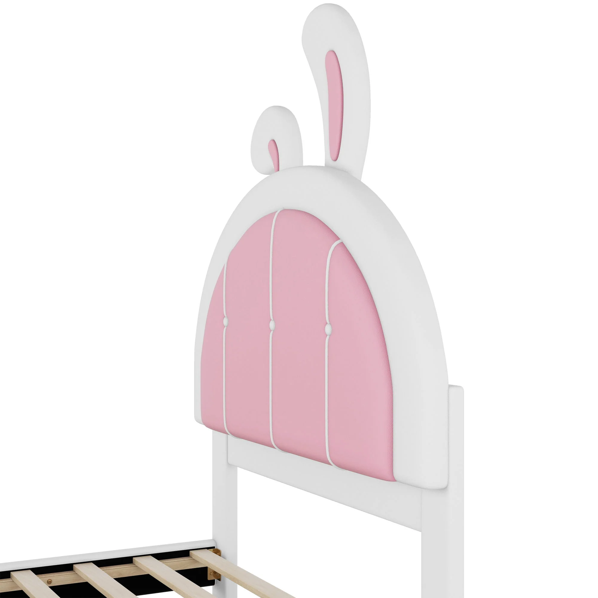 Upholstered Platform Bed With Rabbit Shaped Headboard - Image 9