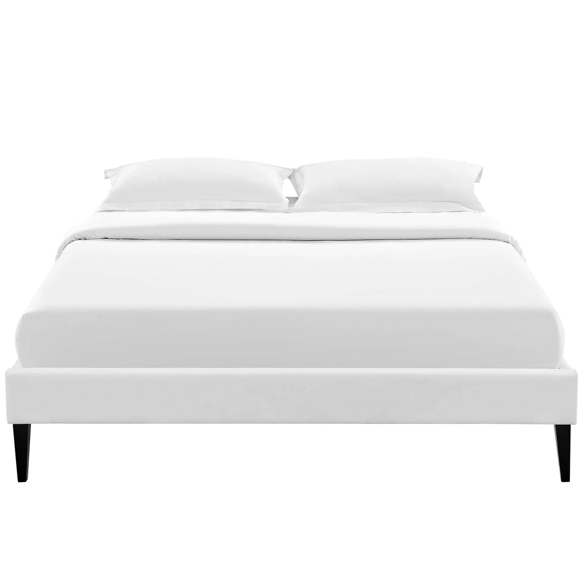 Upholstered Vinyl Platform Bed with Squared Tapered Legs - Image 10