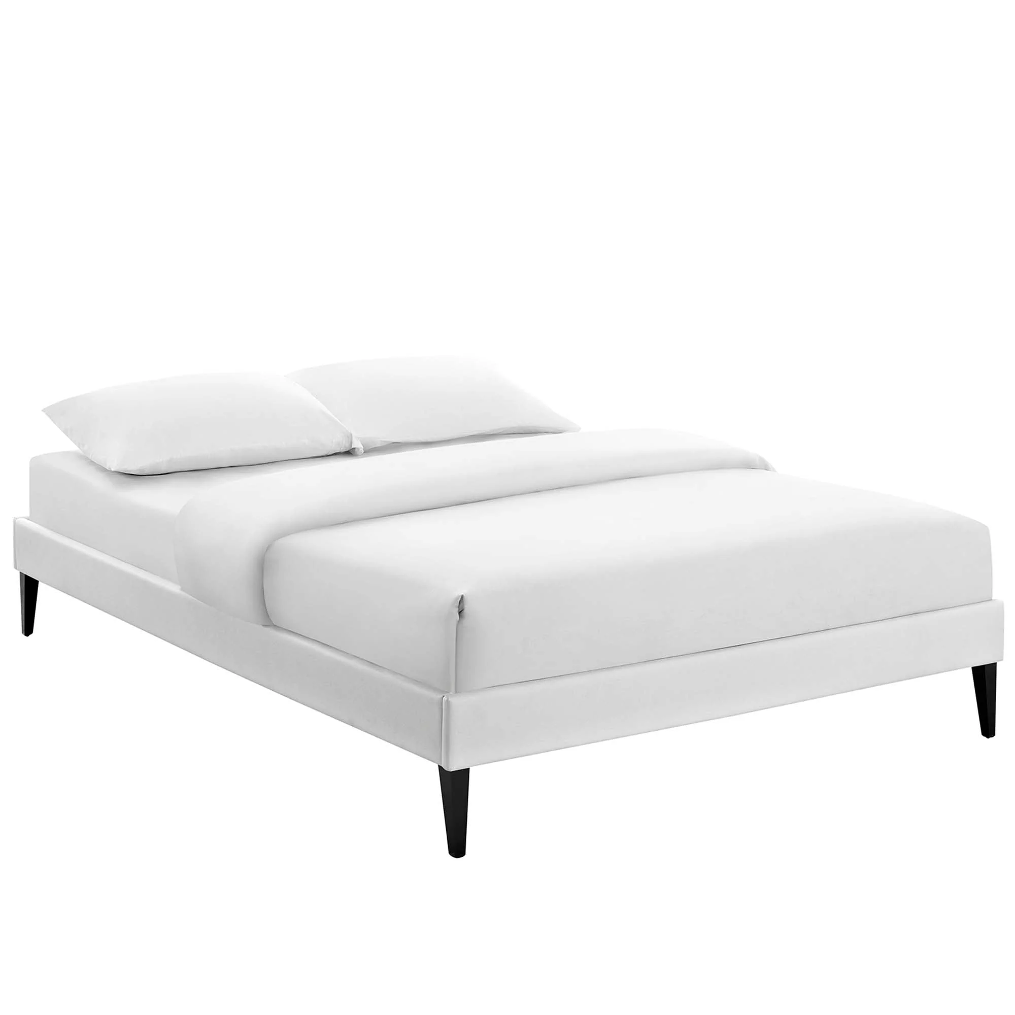 Upholstered Vinyl Platform Bed with Squared Tapered Legs - Image 13