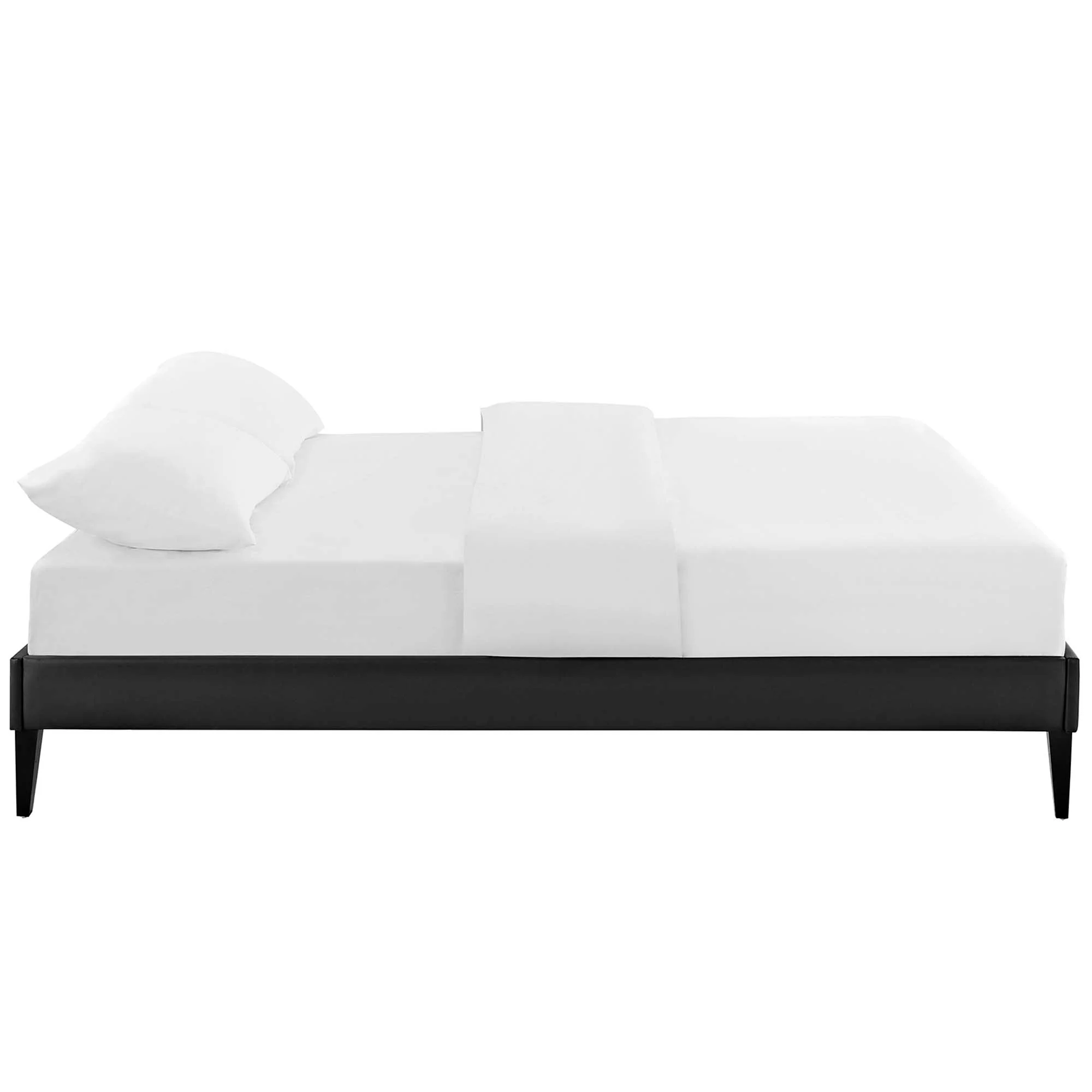 Upholstered Vinyl Platform Bed with Squared Tapered Legs - Image 3