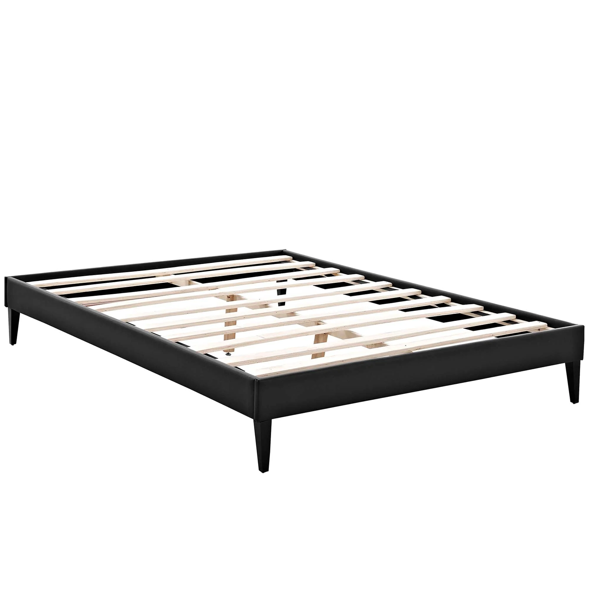 Upholstered Vinyl Platform Bed with Squared Tapered Legs - Image 5