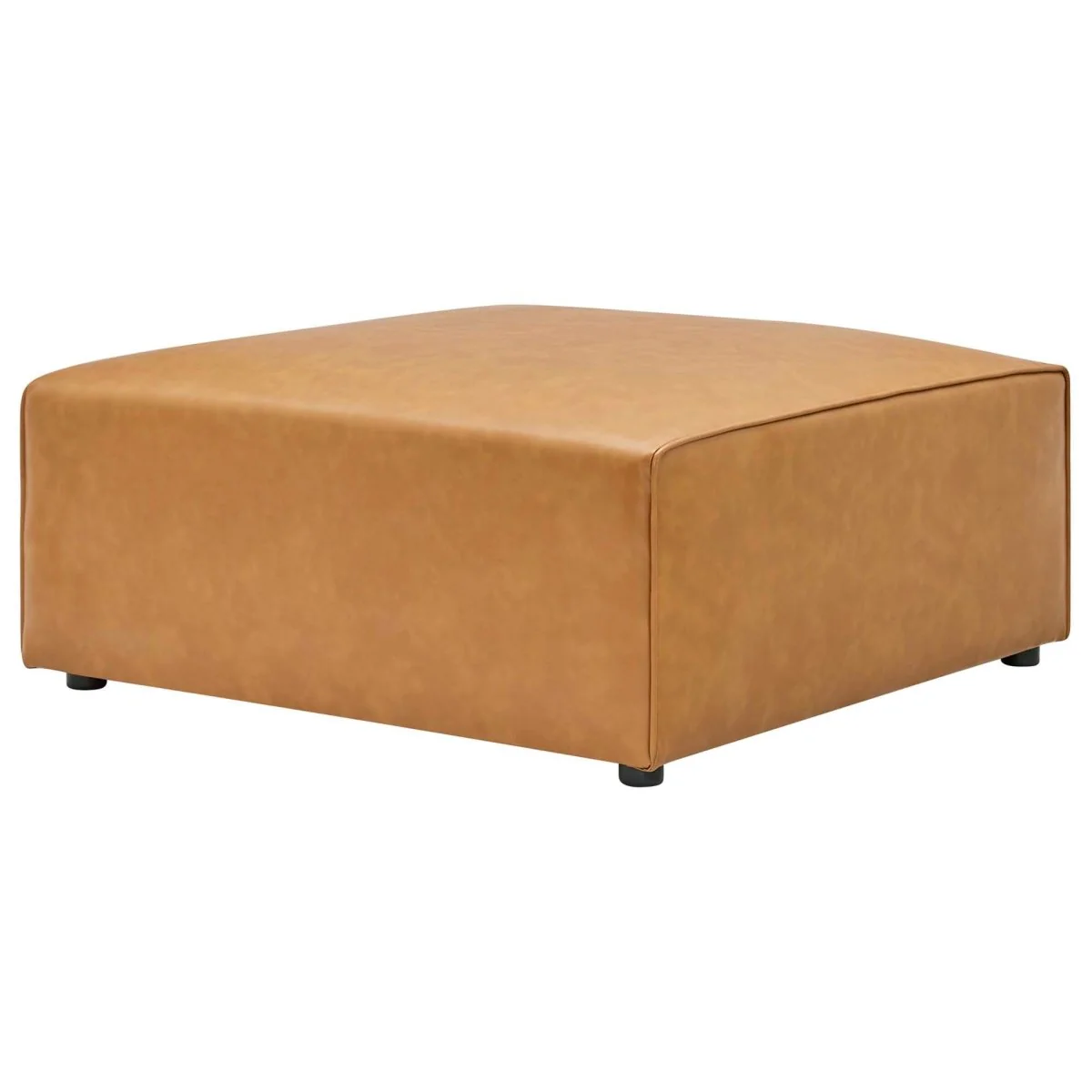 Vegan Leather 3-Seater Sofa and Ottoman Set 111 Inch in Tan - Image 5