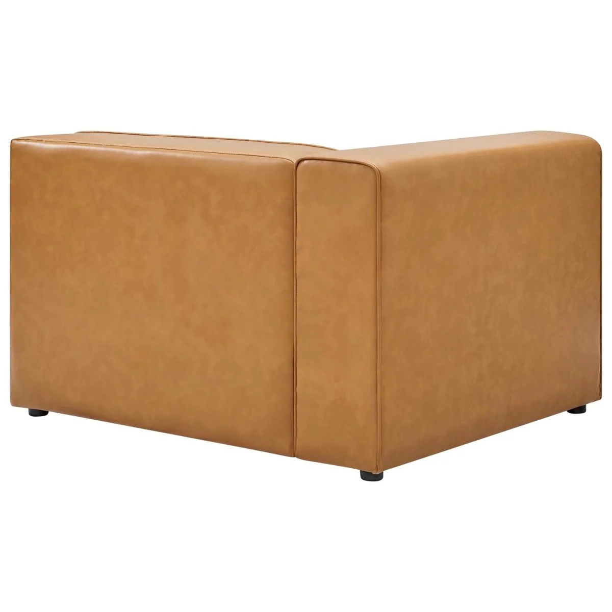 Vegan Leather 3-Seater Sofa and Ottoman Set 111 Inch in Tan - Image 6