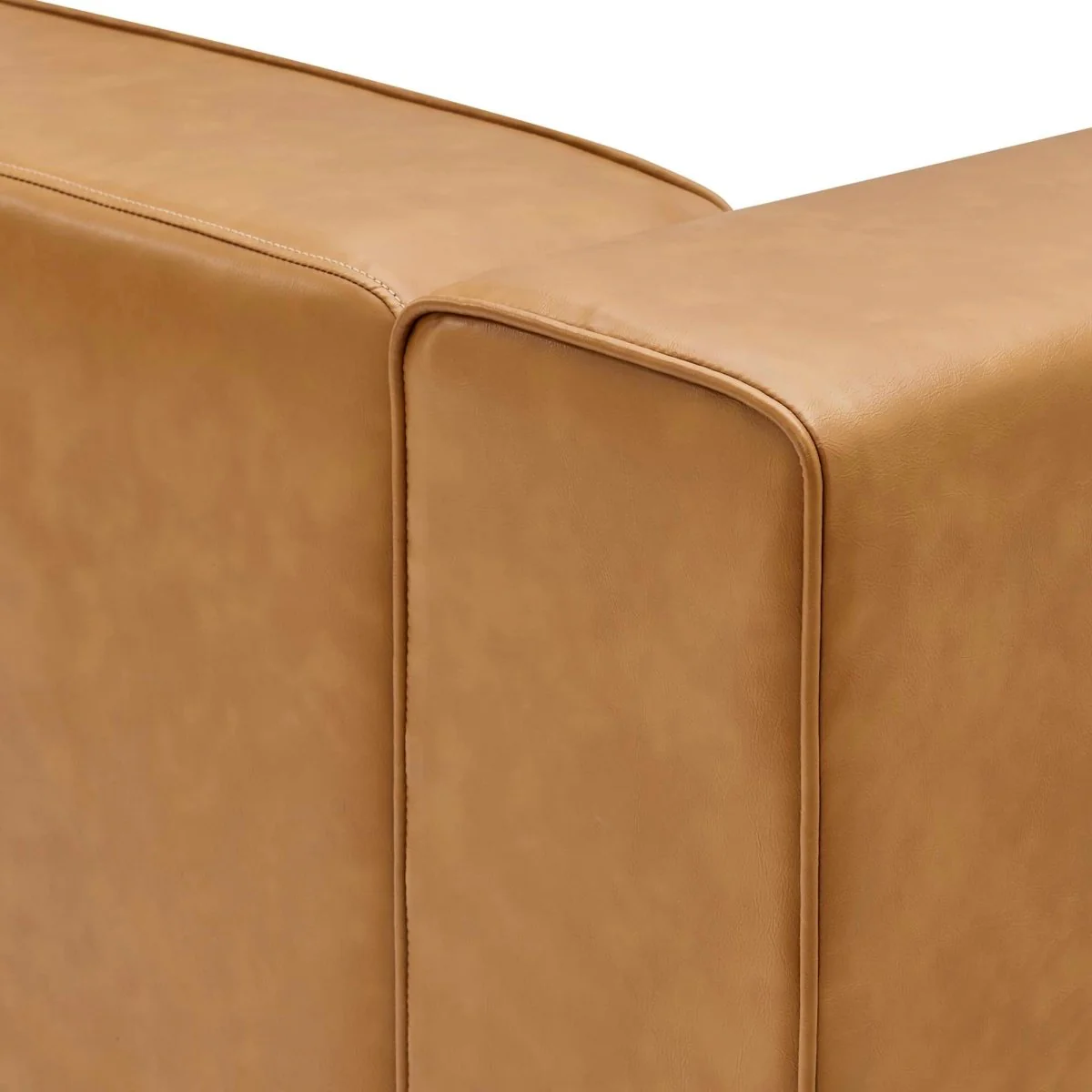 Vegan Leather 3-Seater Sofa and Ottoman Set 111 Inch in Tan - Image 7