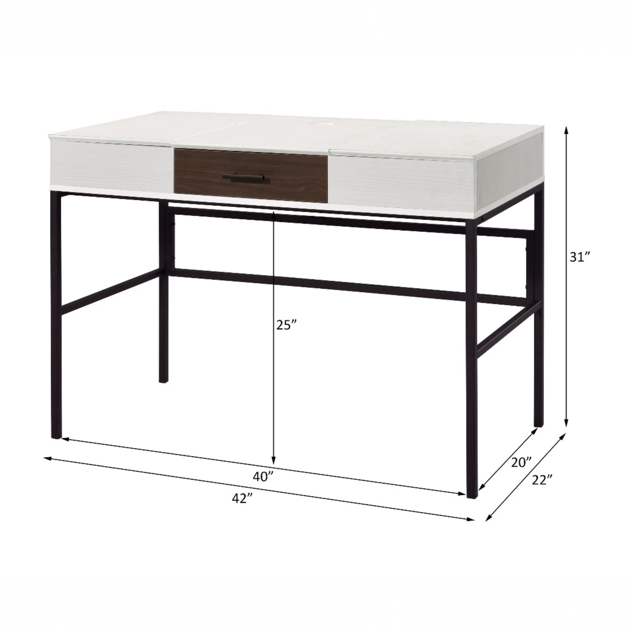 Verster - Writing Desk With USB - Black / Natural - Image 2