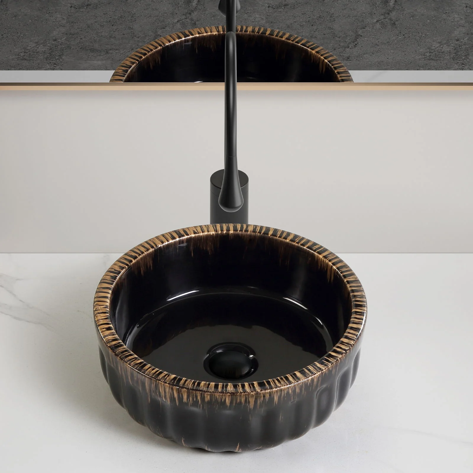 Vessel Sink, Above Counter Small Bowl - Black - Image 7