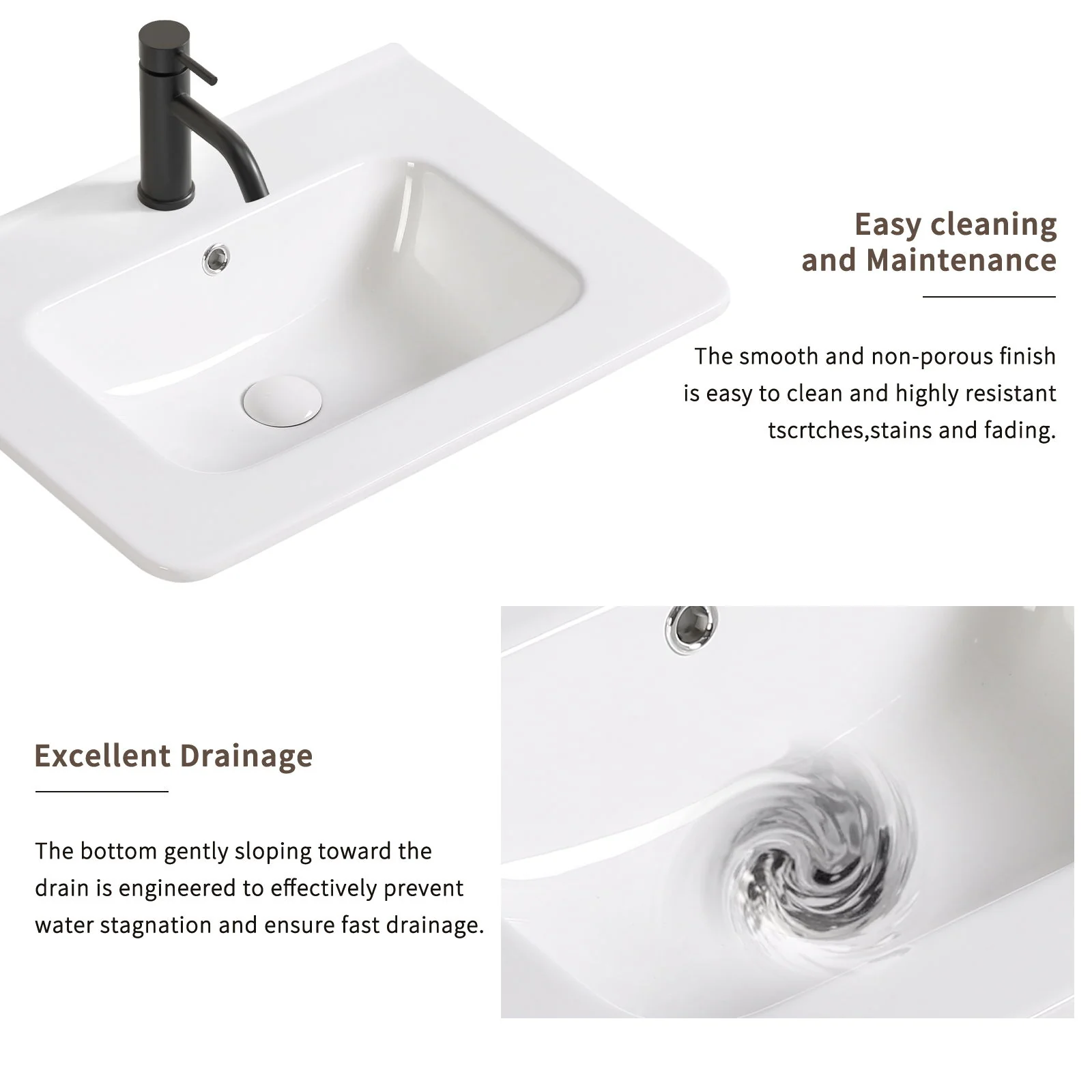Vessel Sink Top With Overflow Drain - Milk White - Image 7
