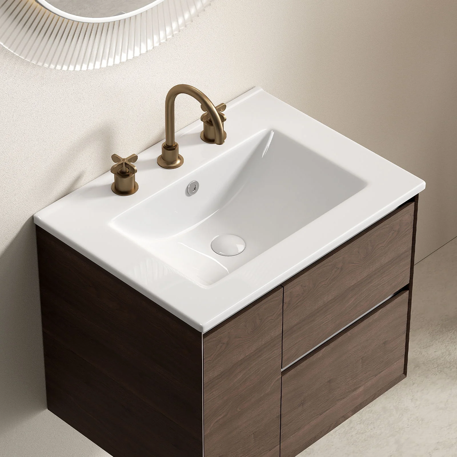 Vessel Sink With 3 Holes, Oval Design For Bathroom - Milk White - Image 8