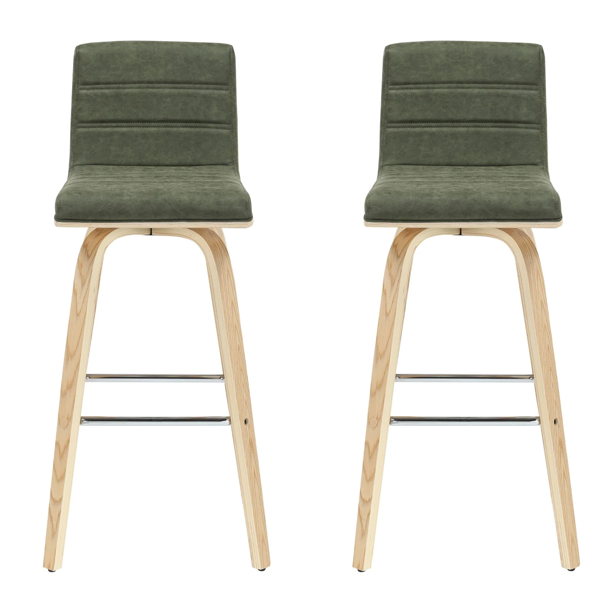 Vienna - 39.5" Swivel Bar Height Square Back Wood Bar Stool With Faux Leather Seat - Image 15
