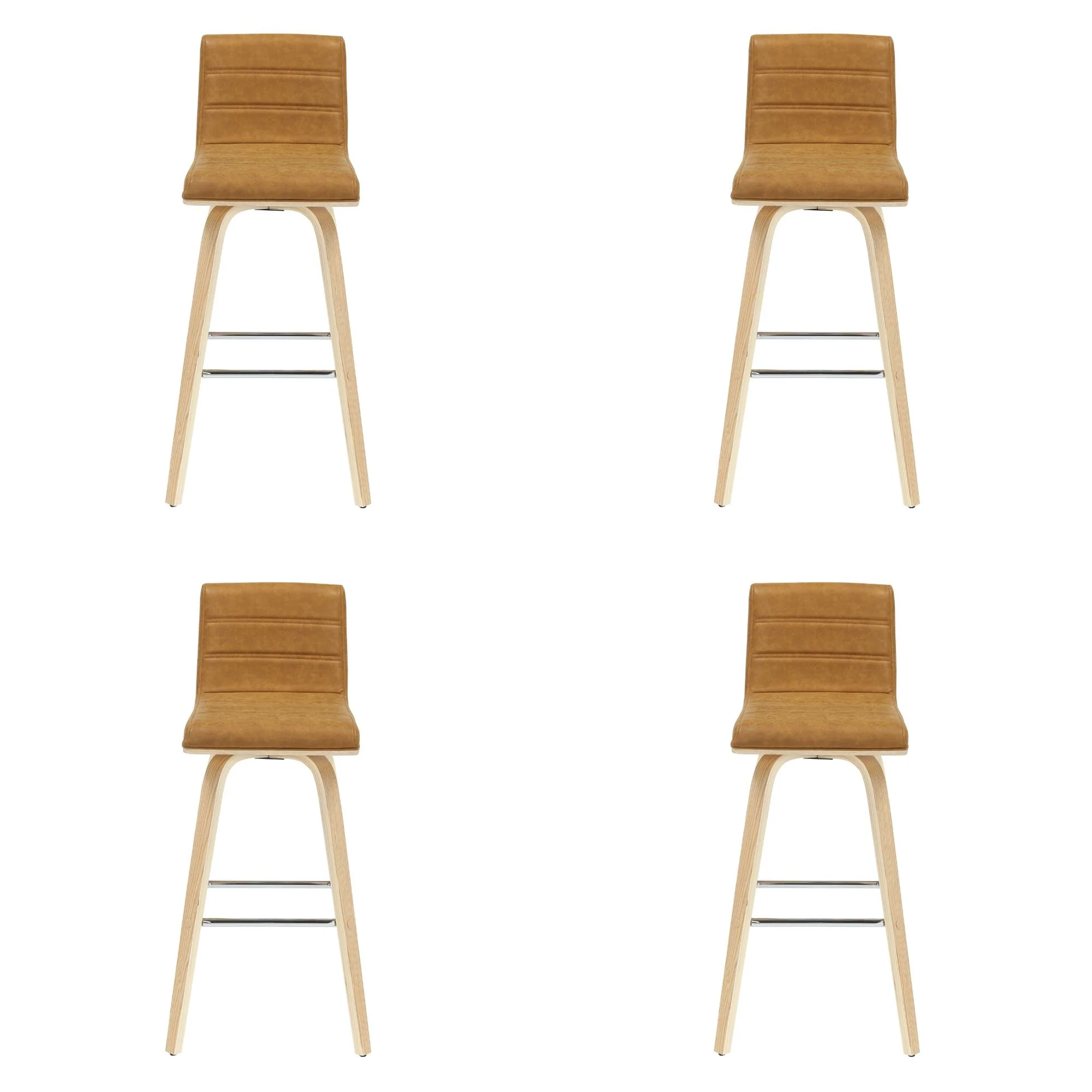 Vienna - 39.5" Swivel Bar Height Square Back Wood Bar Stool With Faux Leather Seat - Image 16