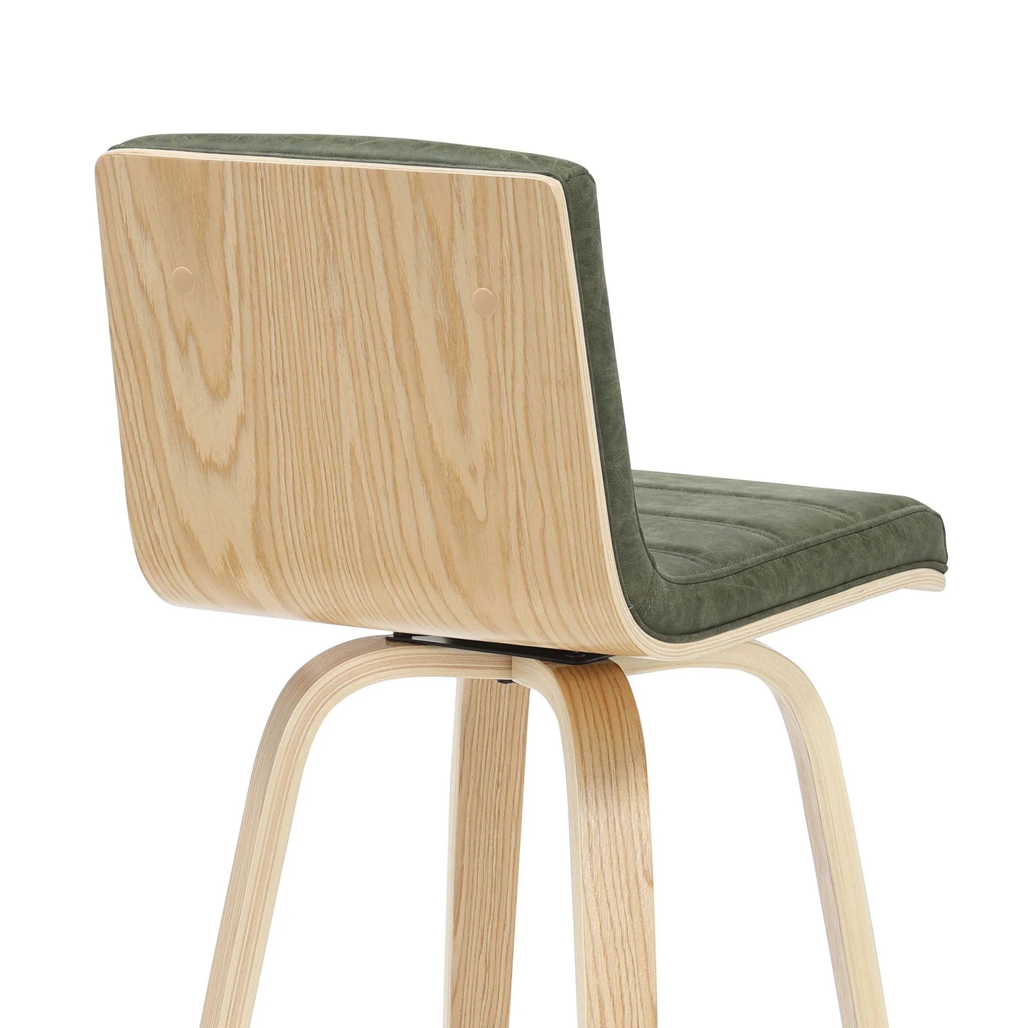 Vienna - 39.5" Swivel Bar Height Square Back Wood Bar Stool With Faux Leather Seat - Image 22