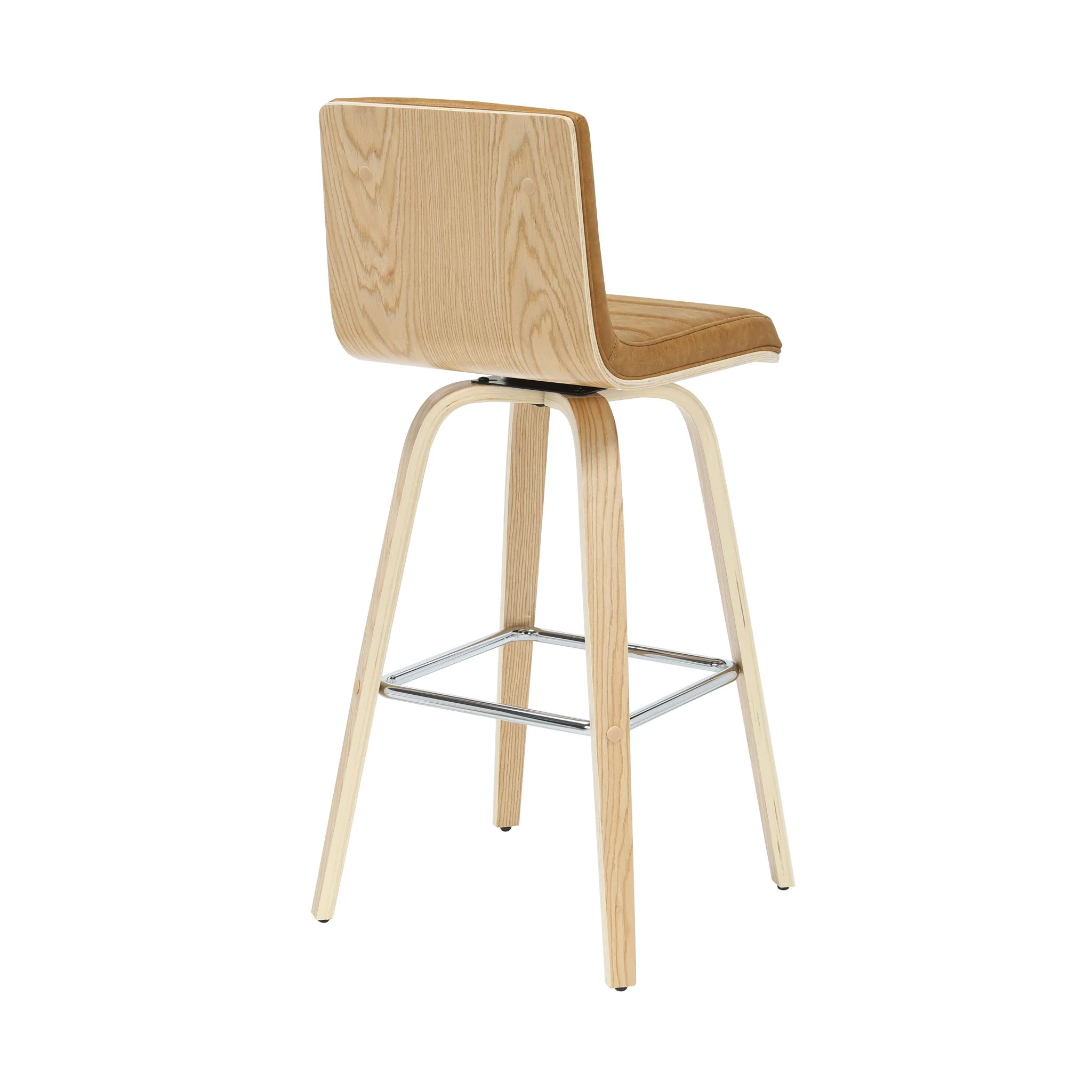 Vienna - 39.5" Swivel Bar Height Square Back Wood Bar Stool With Faux Leather Seat - Image 78