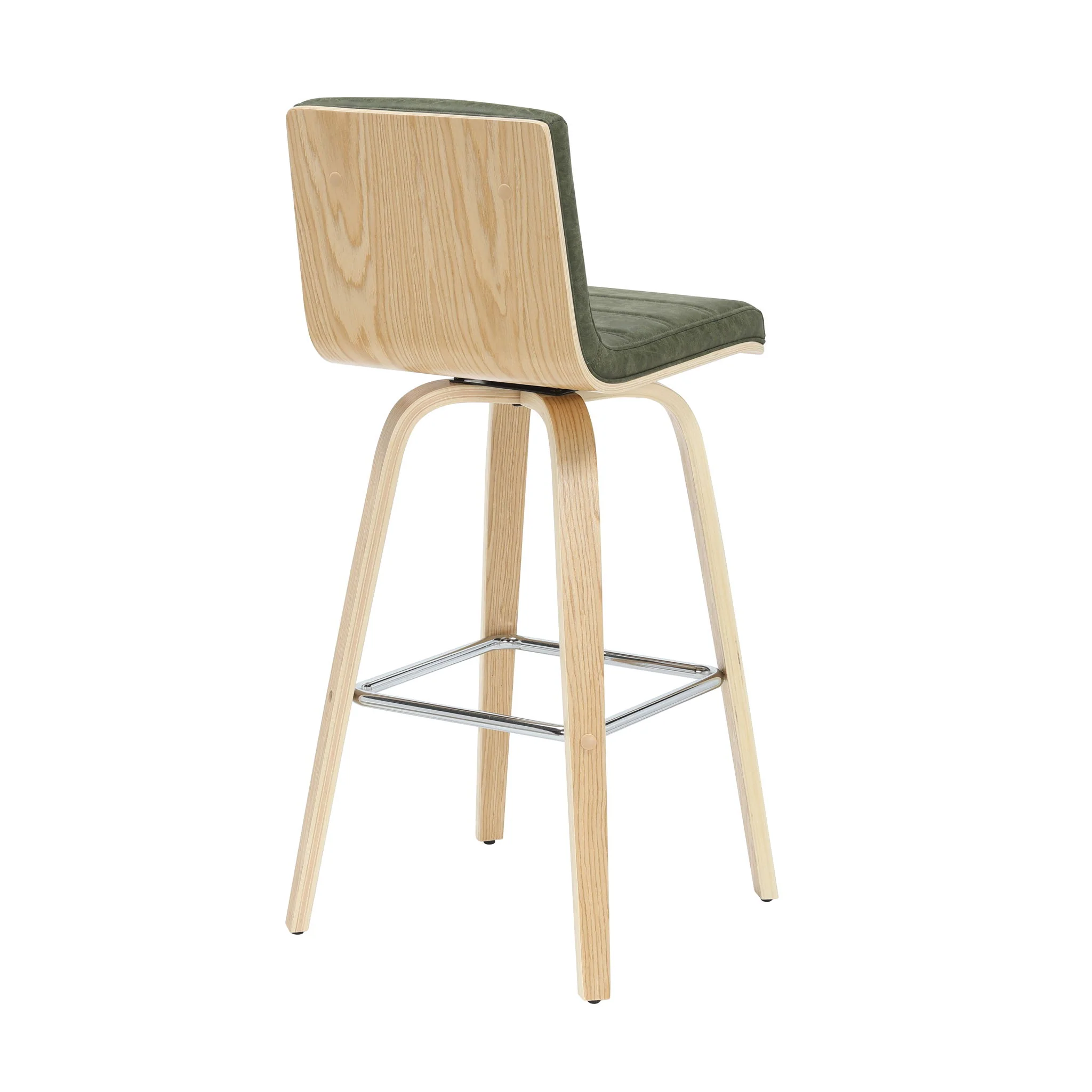 Vienna - 39.5" Swivel Bar Height Square Back Wood Bar Stool With Faux Leather Seat - Image 93