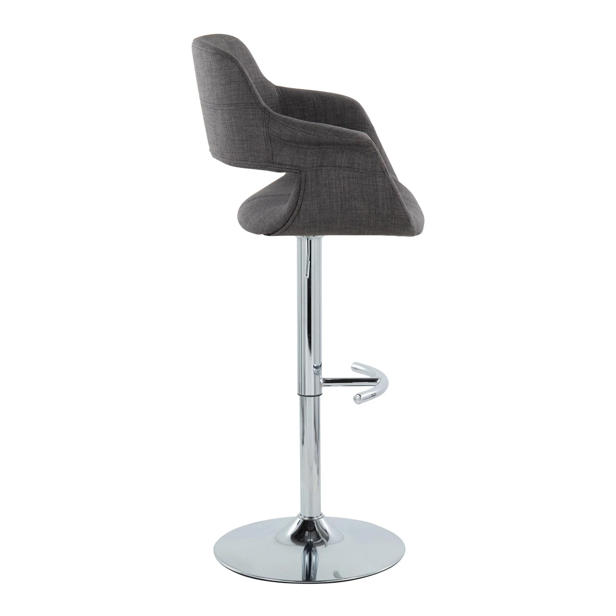Vintage Flair - Mid Century Modern Adjustable Barstool With Swivel With Rounded T Footrest (Set of 2) - Image 5