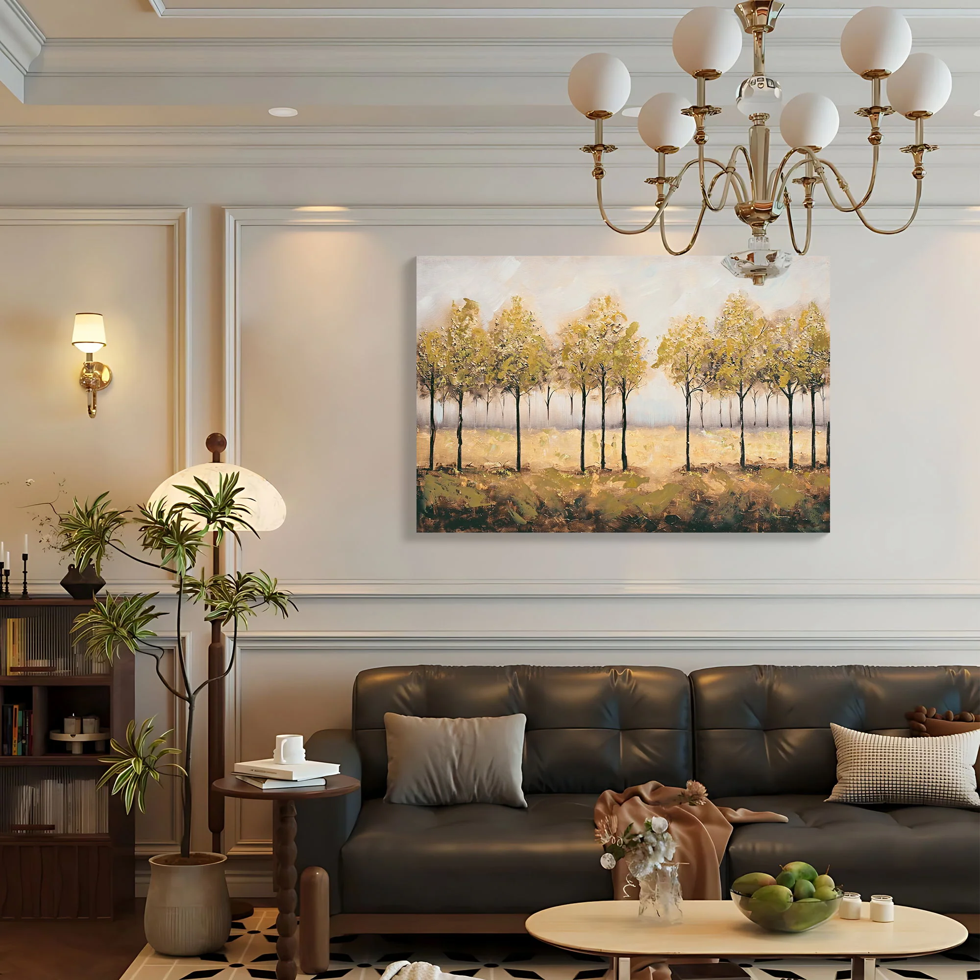 Wall Art Decor Canvas Print Autumn Embellishments Plant Forest Abstract Tree - Tan Leaves - Image 6