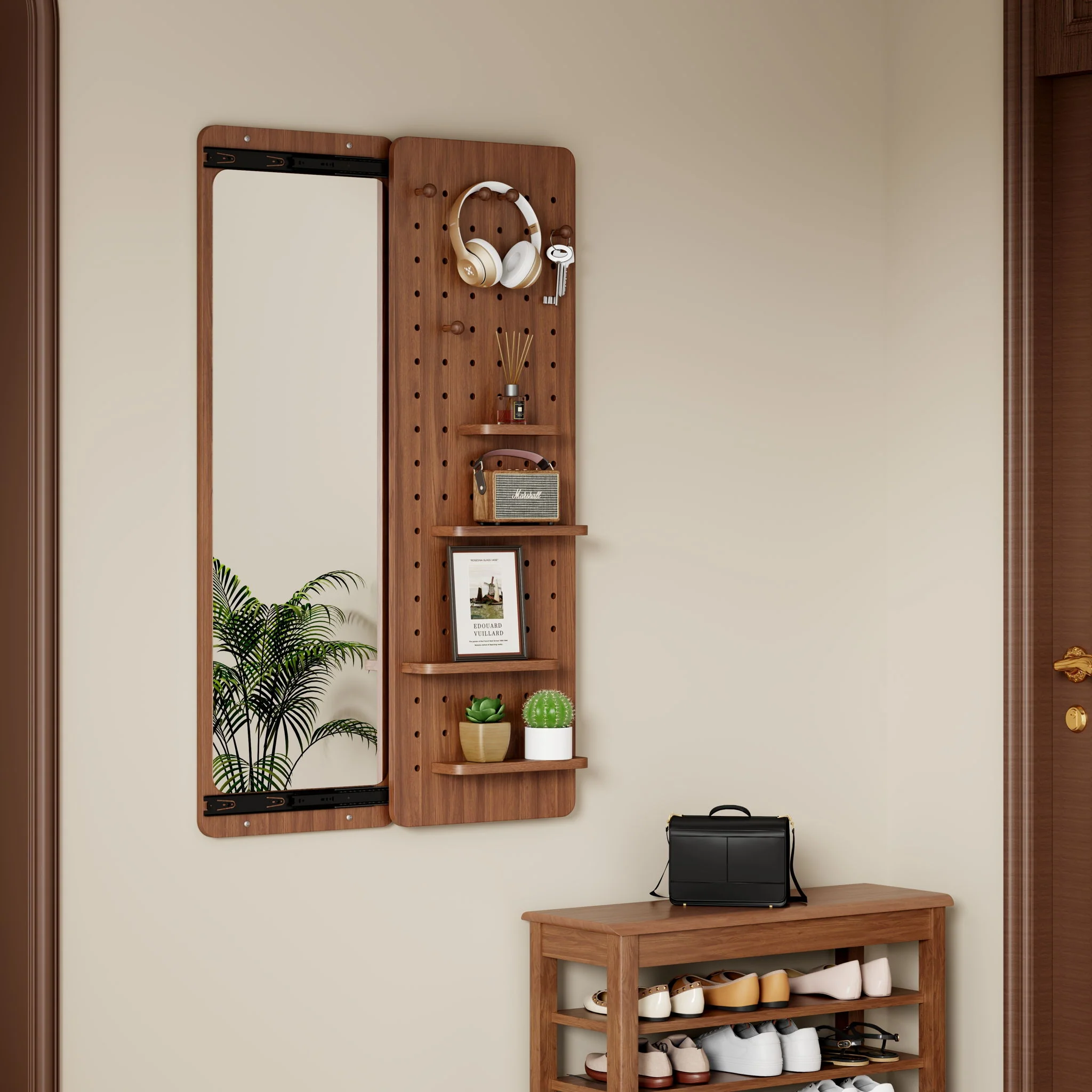 Wall Mounted Full Length Mirror With Shelf And Hook - Image 12