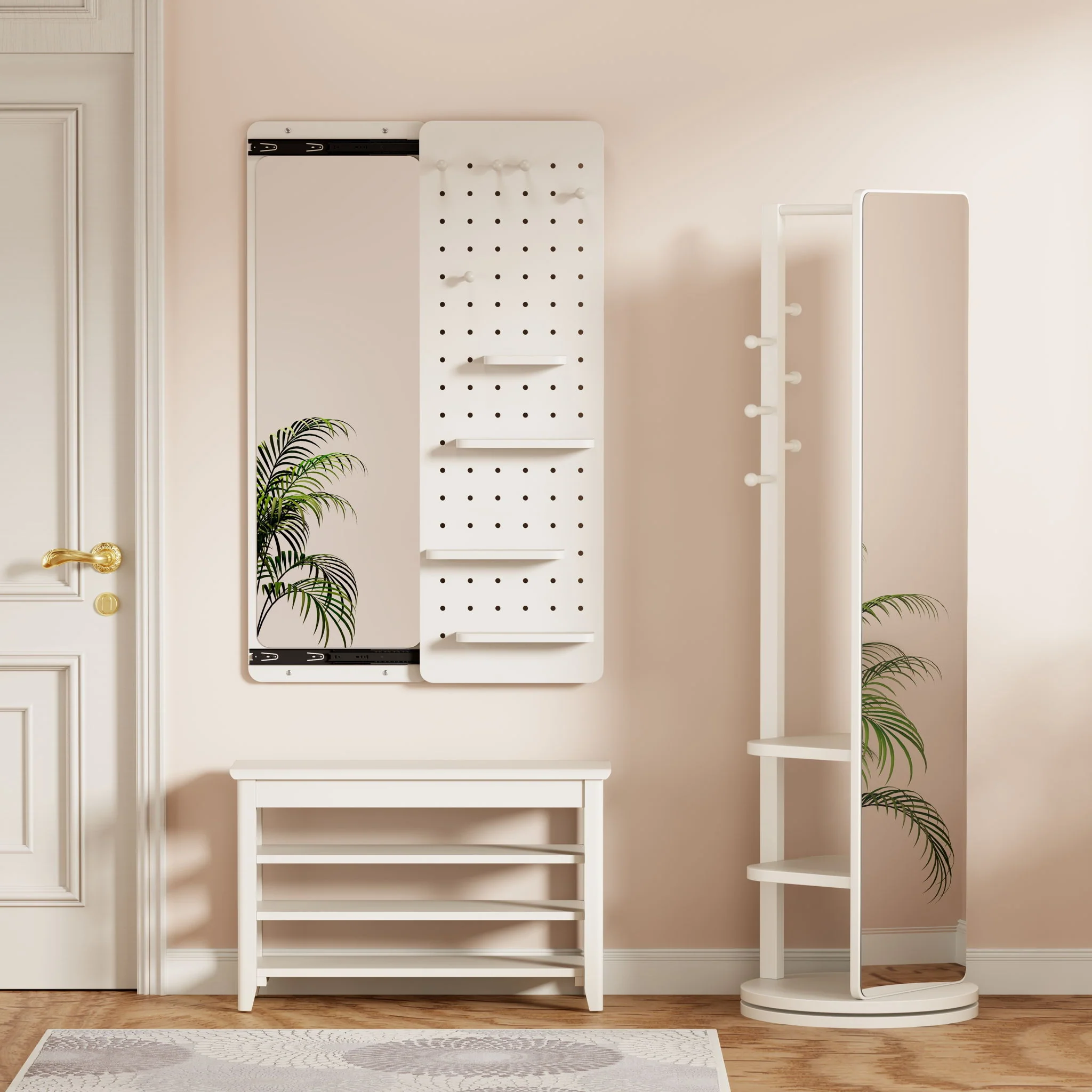 Wall Mounted Full Length Mirror With Shelf And Hook - Image 22