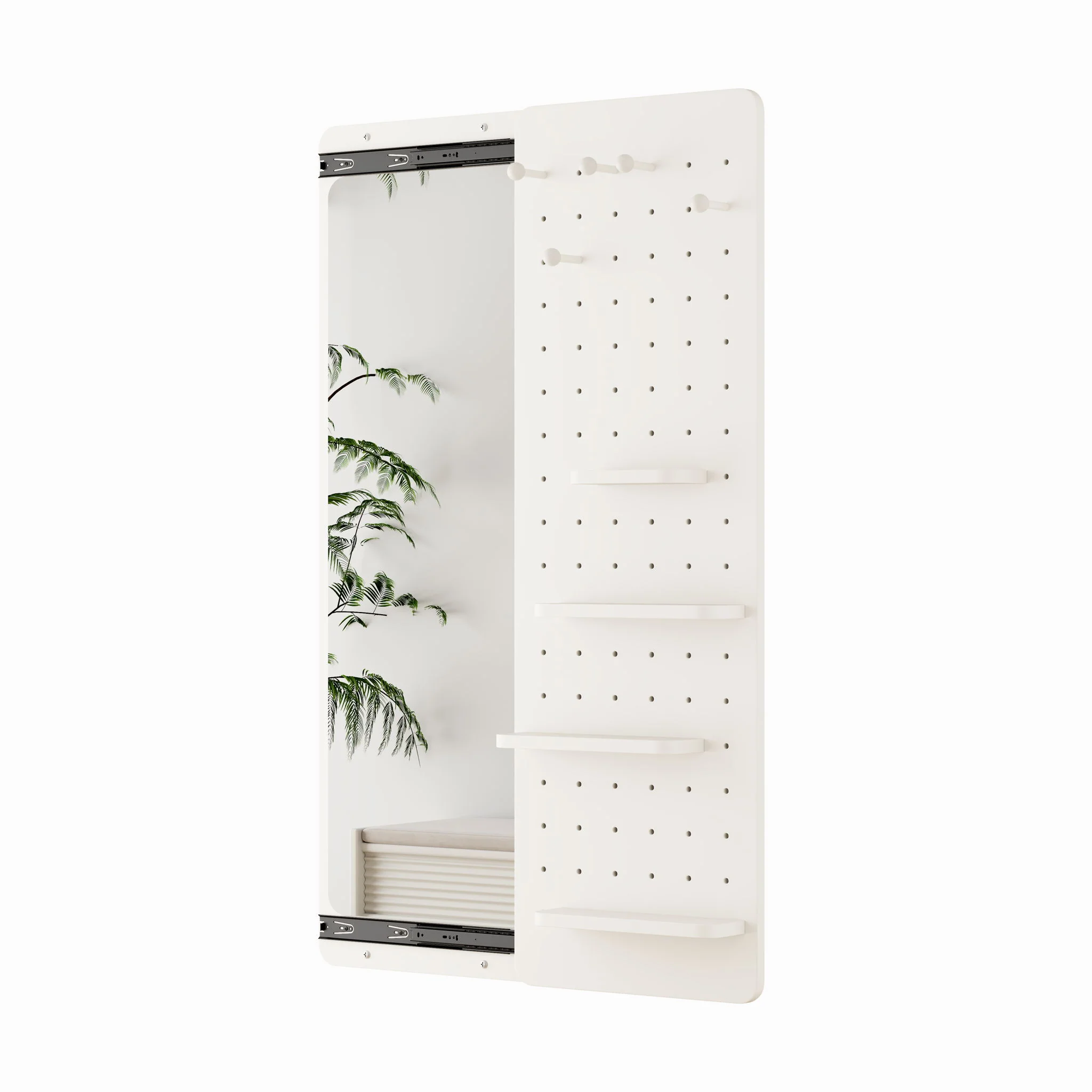Wall Mounted Full Length Mirror With Shelf And Hook - Image 3